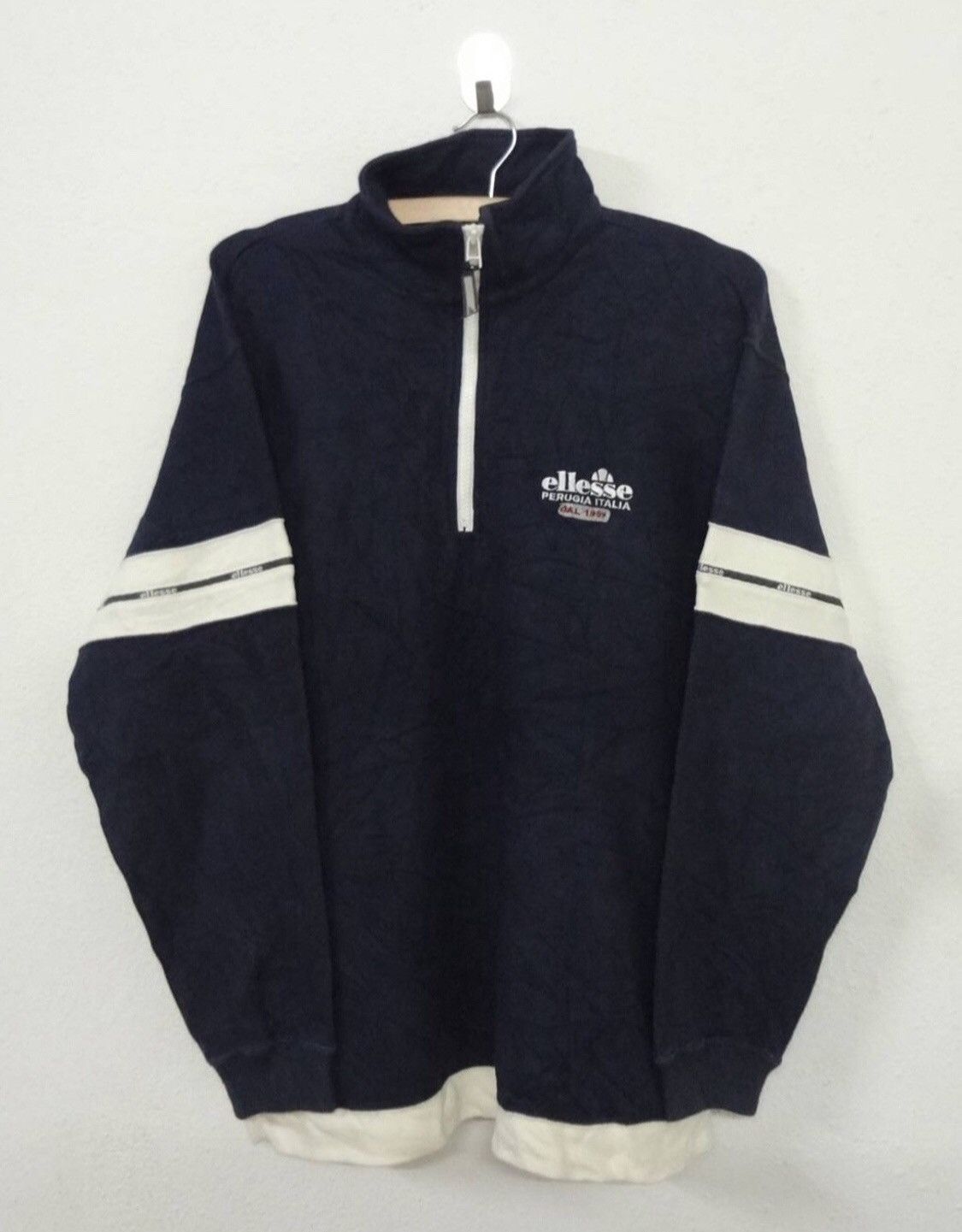 Image of Ellessew Sweatshirt Navy Ellesse Jumper Perugia Italia in Black, Men's (Size Small)