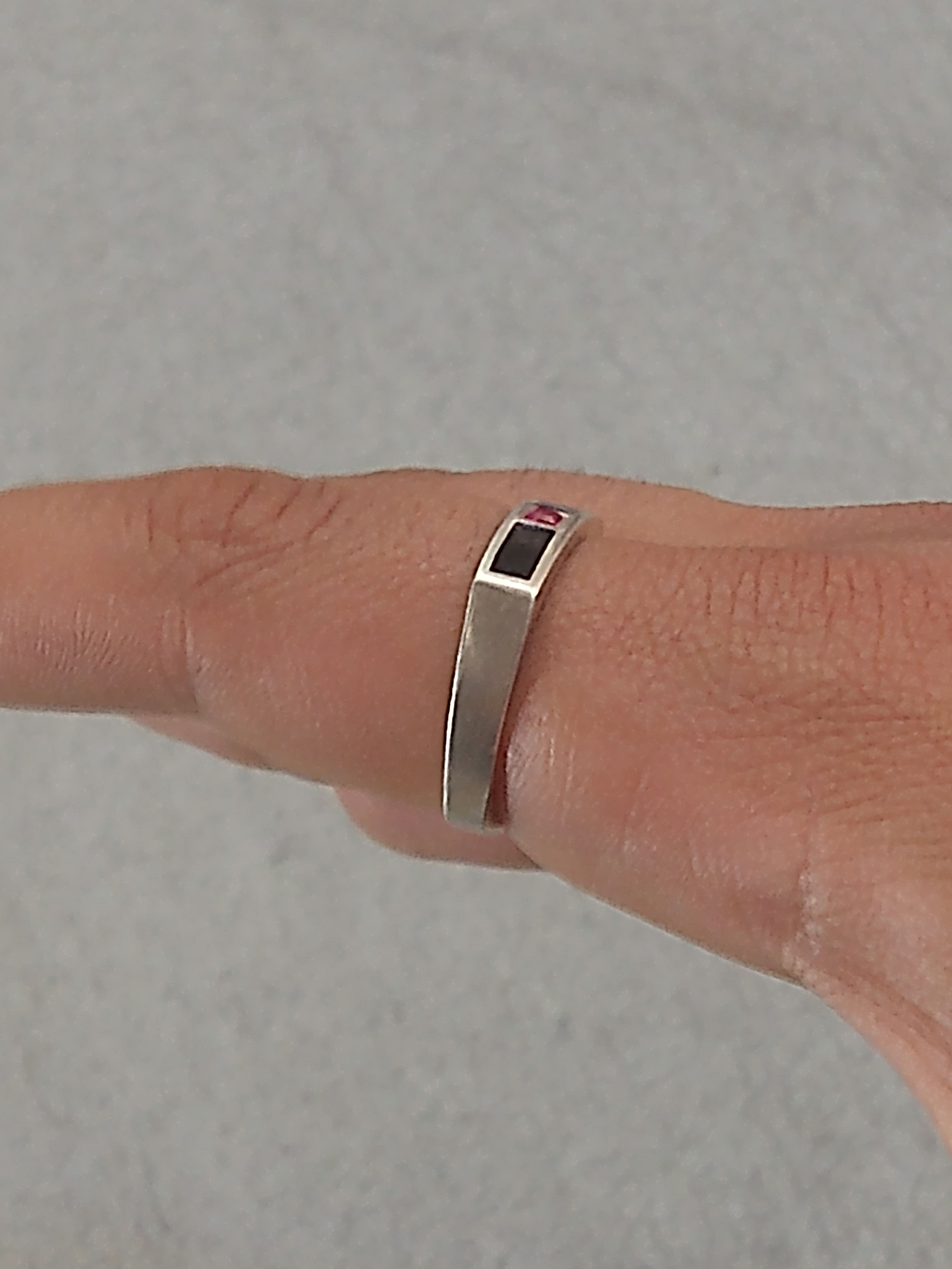 Jewelry Sterling Silver Ring Lab Ruby Size 11.25 Black Enamel Size ONE SIZE - 12 Thumbnail