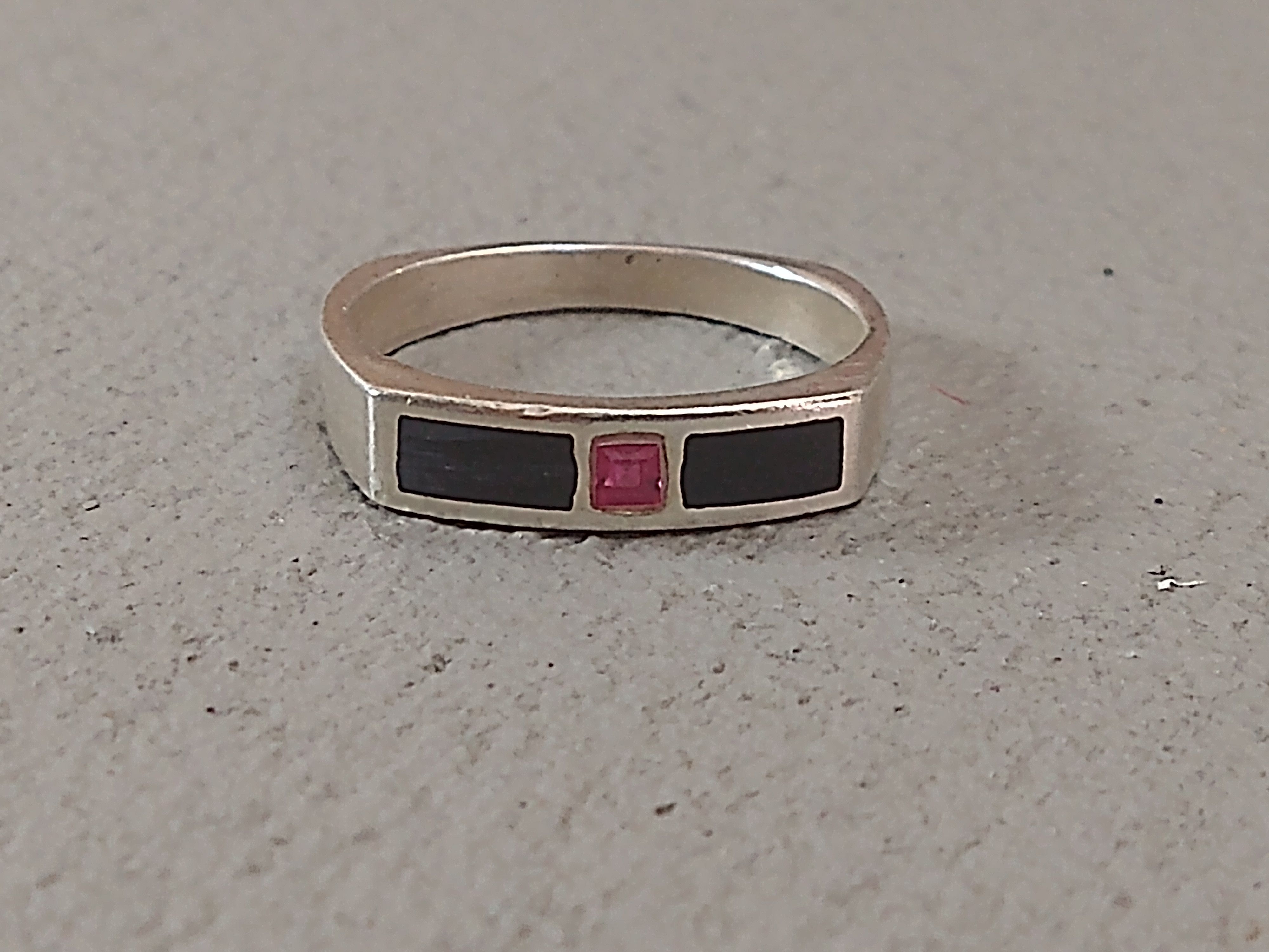 Jewelry Sterling Silver Ring Lab Ruby Size 11.25 Black Enamel Size ONE SIZE - 3 Thumbnail