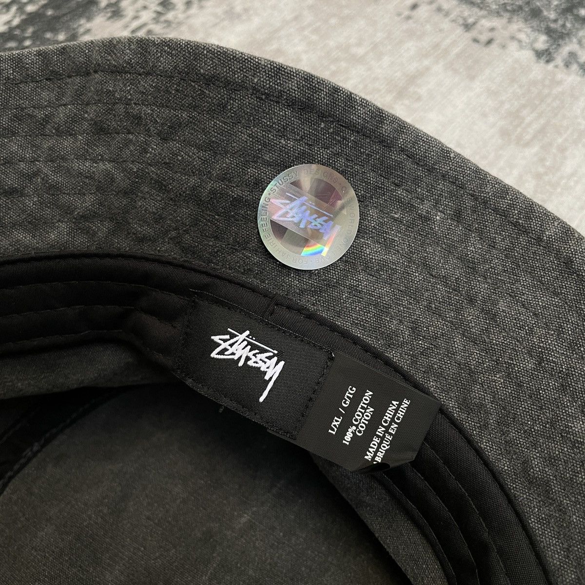 STUSSY BUCKET HAT WASHED STOCK // LXL