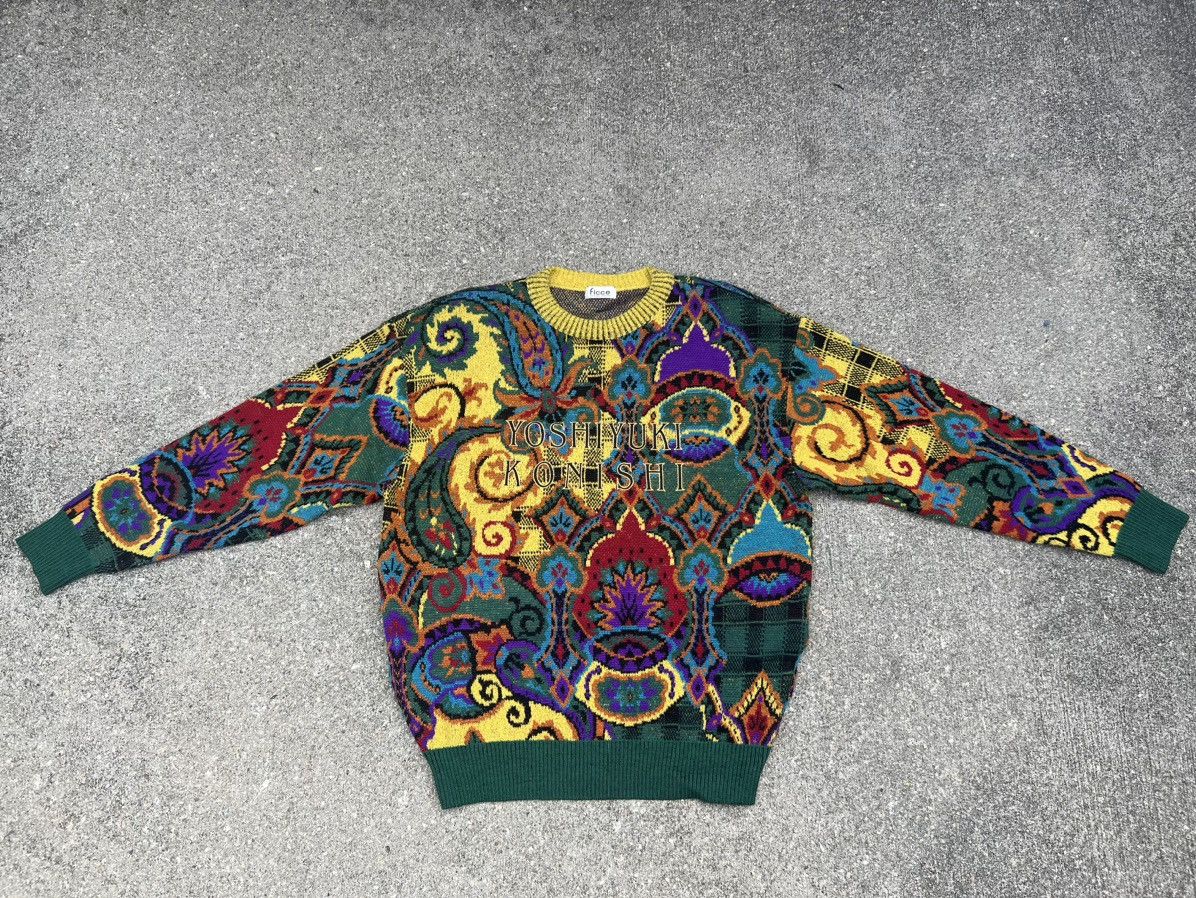 Vintage × Yoshiyuki Konishi Vintage Yoshiyuki Konishi Japan Psychedelic Wool Knitwear Size US L / EU 52-54 / 3 - 17 Thumbnail