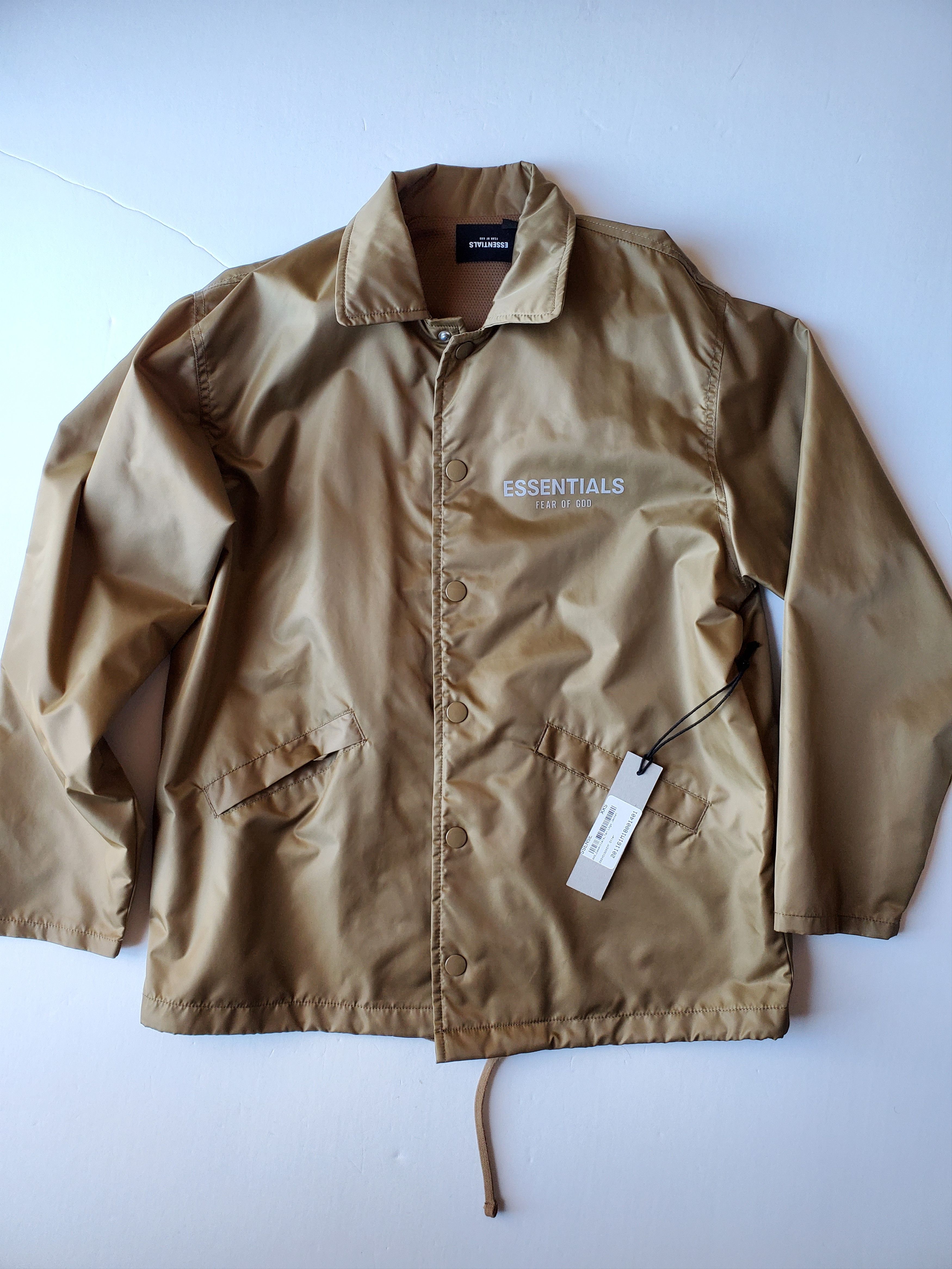 Fear of God NEW FOG Essentials Coach Jacket Tan Otter XXS Fear of ...