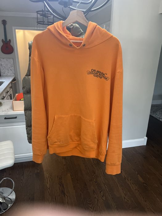 Off-White Chrome hearts x off white 2018 orange hoodie RARE | Grailed