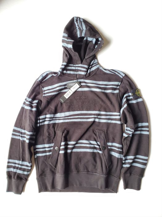 Supreme stone island warp best sale stripe hooded sweatshirt black