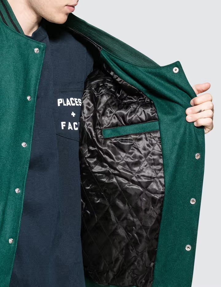 Places + Faces P+F Caution Varsity Jacket - Places + Faces Bomber