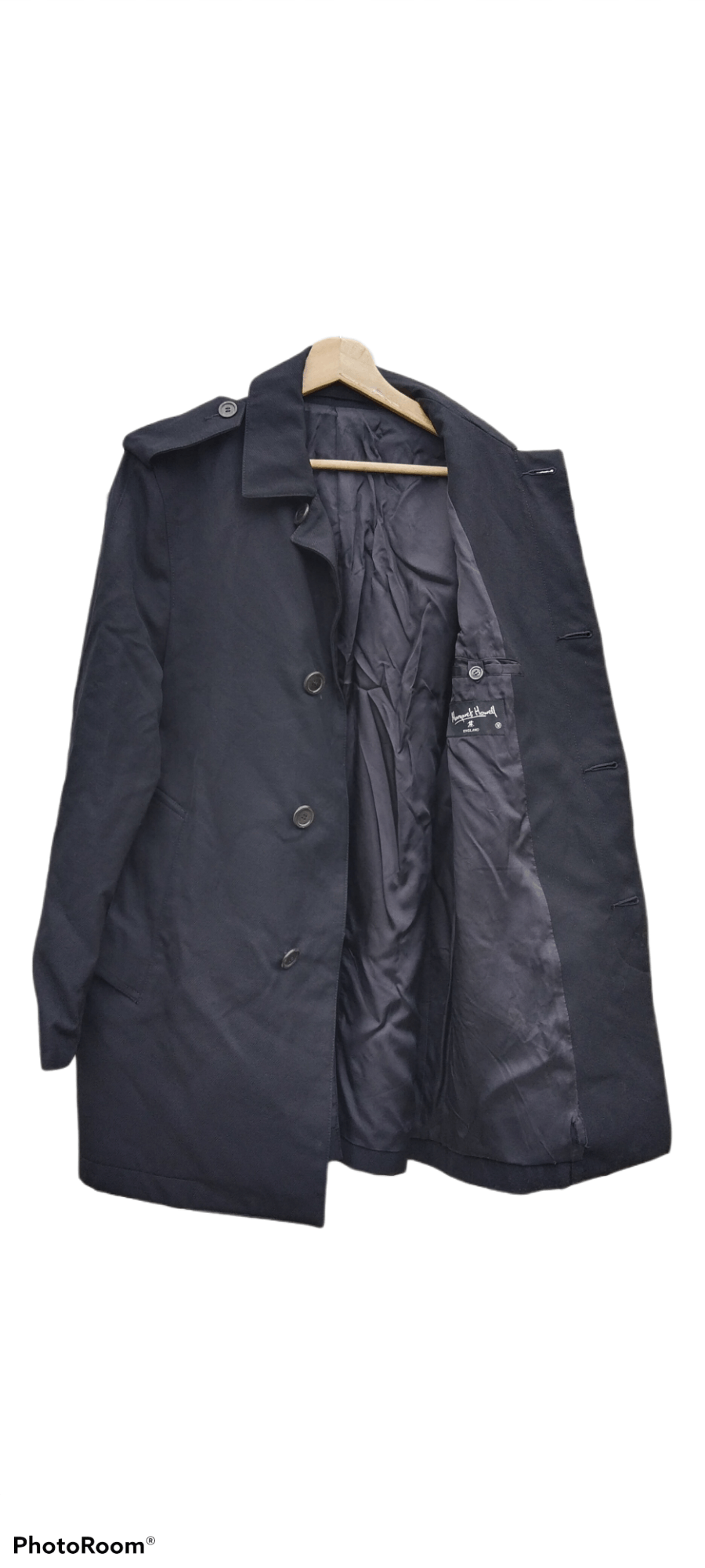 image of Archival Clothing x Margaret Howell Distressed Made In Japan Margaret Howell Trench Coat in Black (