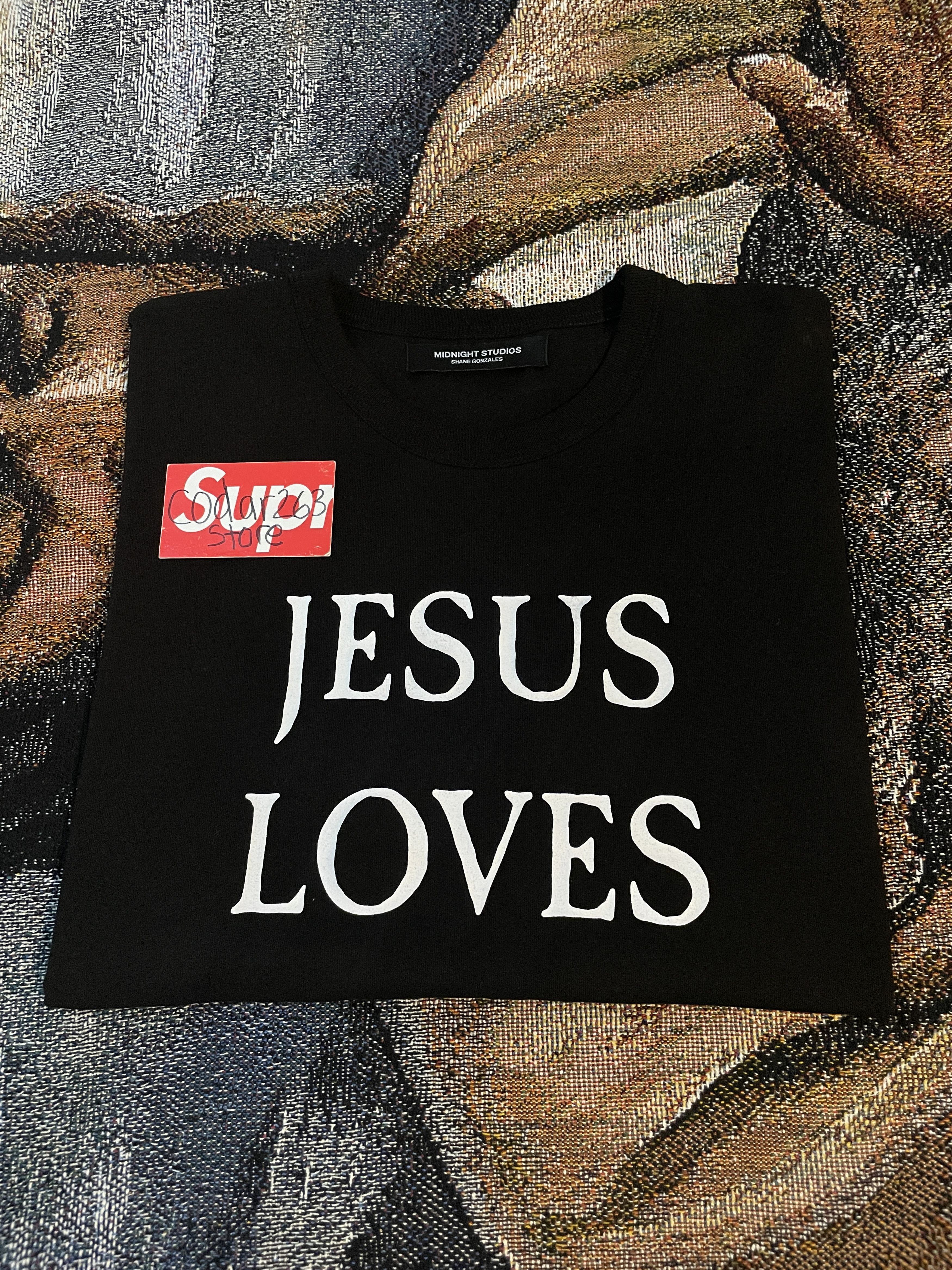 image of Jesus Loves Tee - Midnight Studios Awge Shirt Black Small, Men's