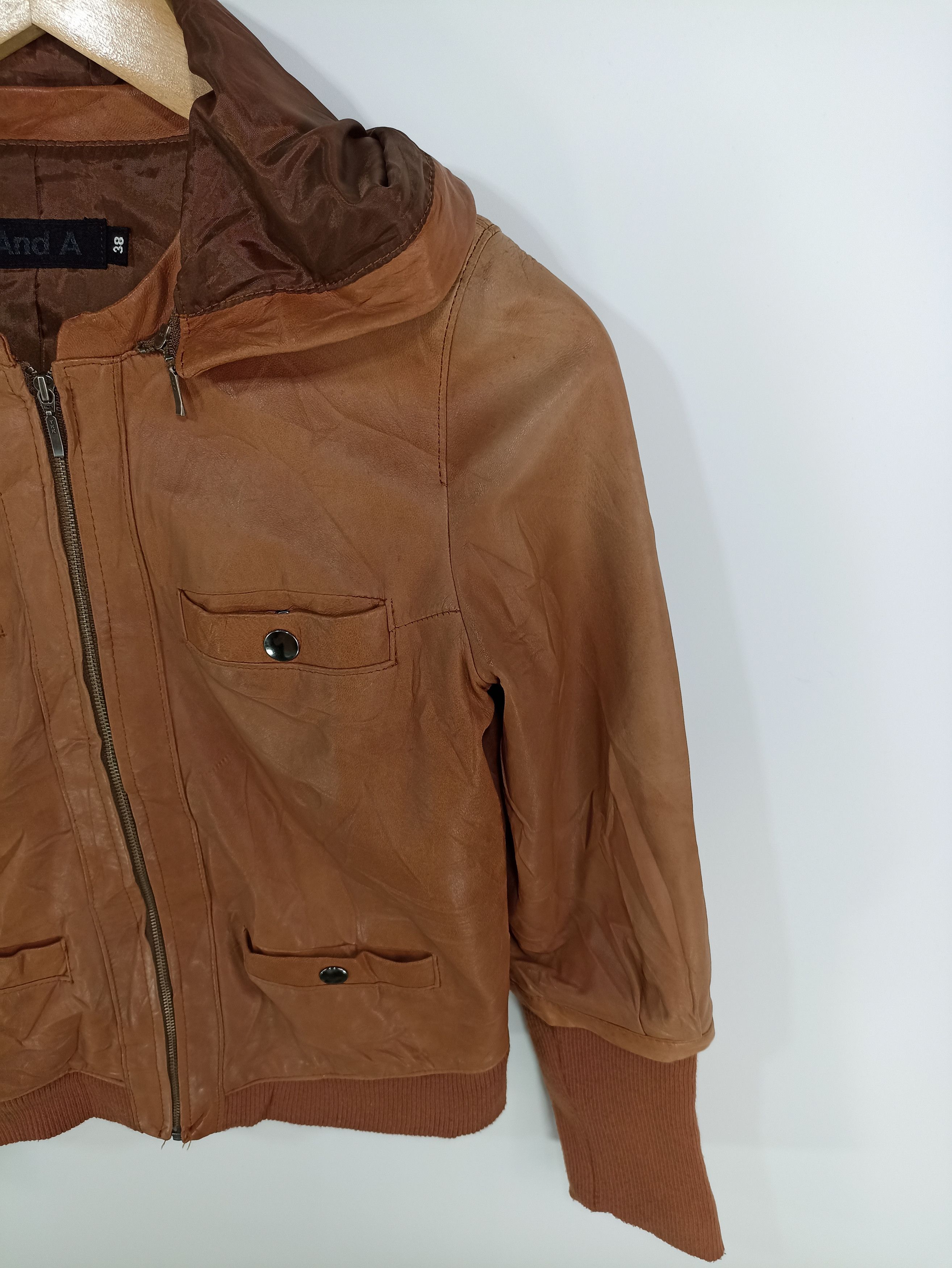 Japanese Brand × Vintage Vintage And A Leather Cropped Hooded Jacket Size M / US 6-8 / IT 42-44 - 2 Thumbnail