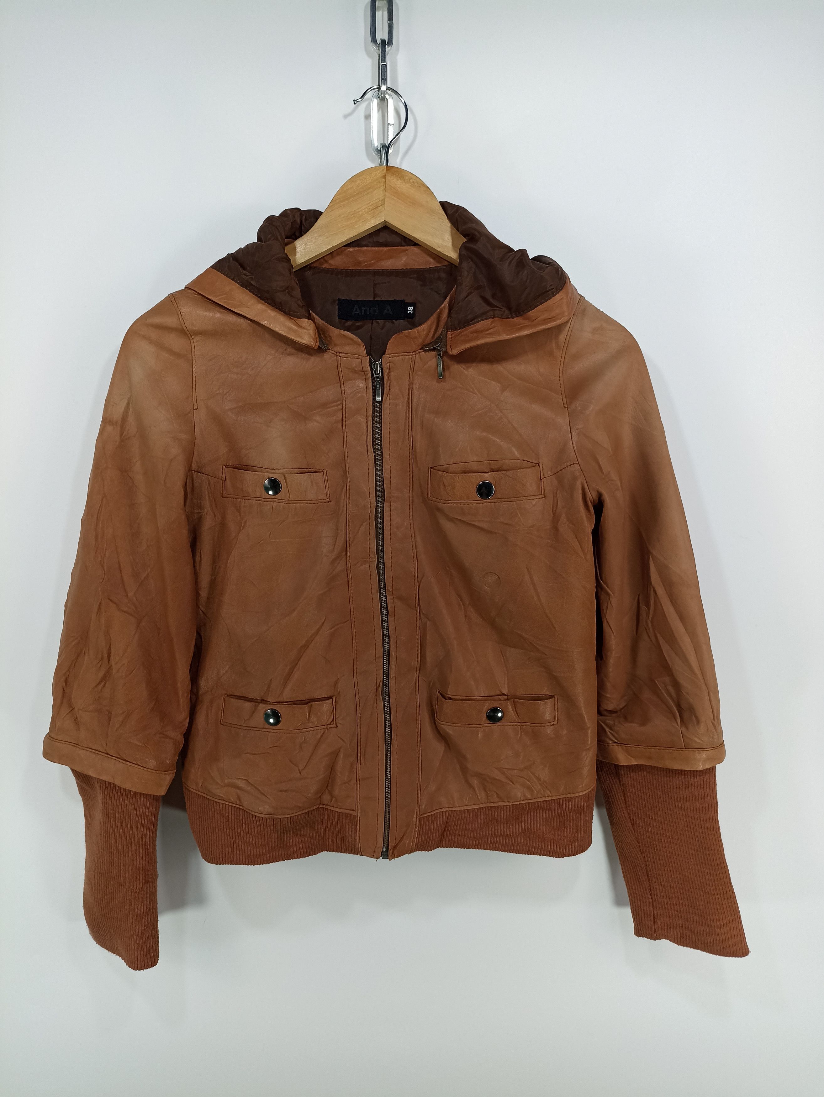 Japanese Brand × Vintage Vintage And A Leather Cropped Hooded Jacket Size M / US 6-8 / IT 42-44 - 1 Thumbnail
