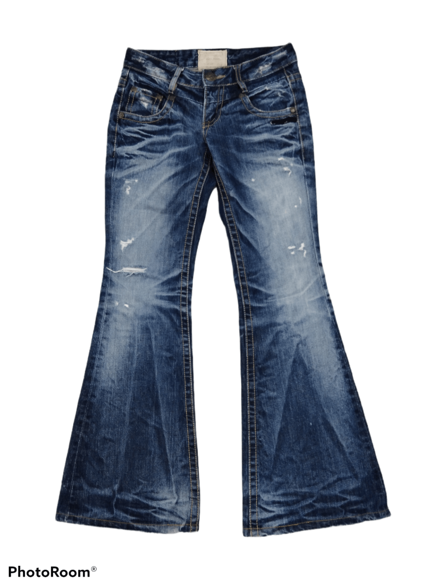 Japanese Brand TRENDING FLARED🔥DISTRESSED LOLITA DENIM PANTS Size US 27 - 1 Thumbnail
