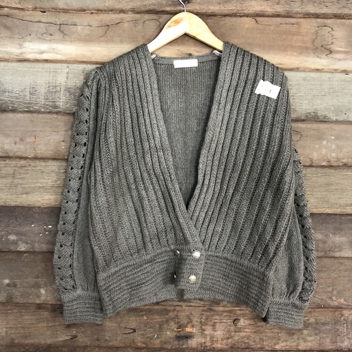 Aran Isles Knitwear Lagu Brown cable aran isle Knit Cardigan #515B Size M / US 6-8 / IT 42-44 - 8 Thumbnail