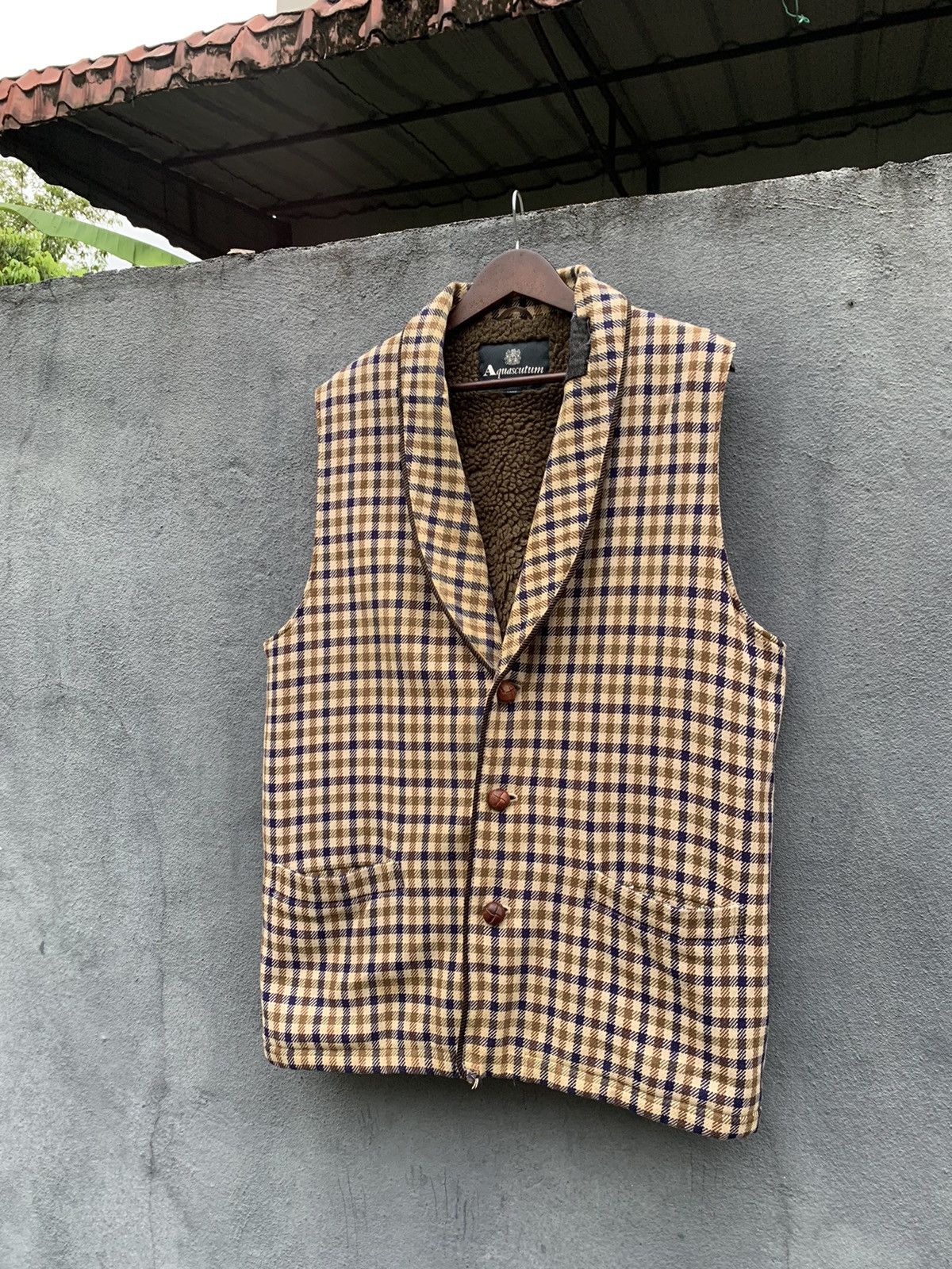 Aquascutum 👹AQUASCHTUM OVERSIZED FLEECE LINED SLEEVELESS JACKET Size US XL / EU 56 / 4 - 3 Thumbnail