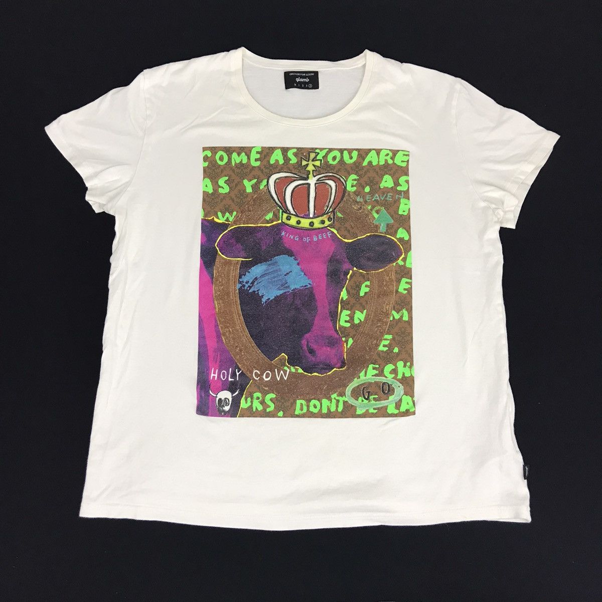Japanese Brand Glamb Grunge For Luxury Come As You Are Big Cow Art Tee Size XL / US 12-14 / IT 48-50 - 1 Thumbnail