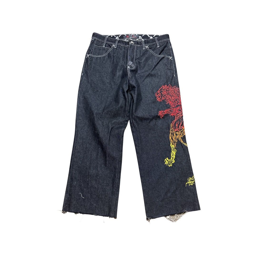 Vintage Cezer Embroidered Baggy Y2K Jeans 38x30 Rare Jnco
