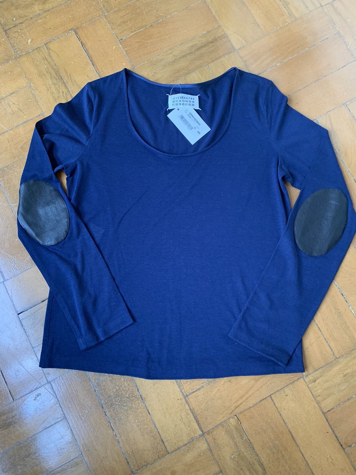 New Italian Made Leather Elbow Patch Fine Cotton Top Line 4