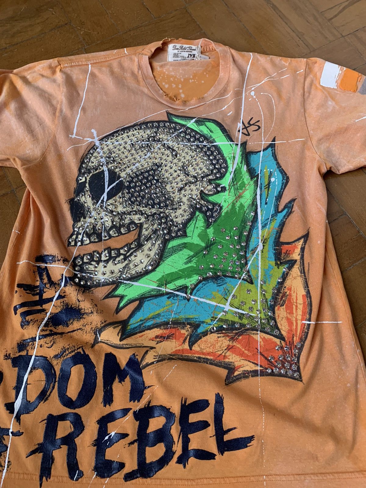 DOMREBEL New €550 Swarovski crystal embellished hand painted tshirt Size US M / EU 48-50 / 2 - 2 Thumbnail