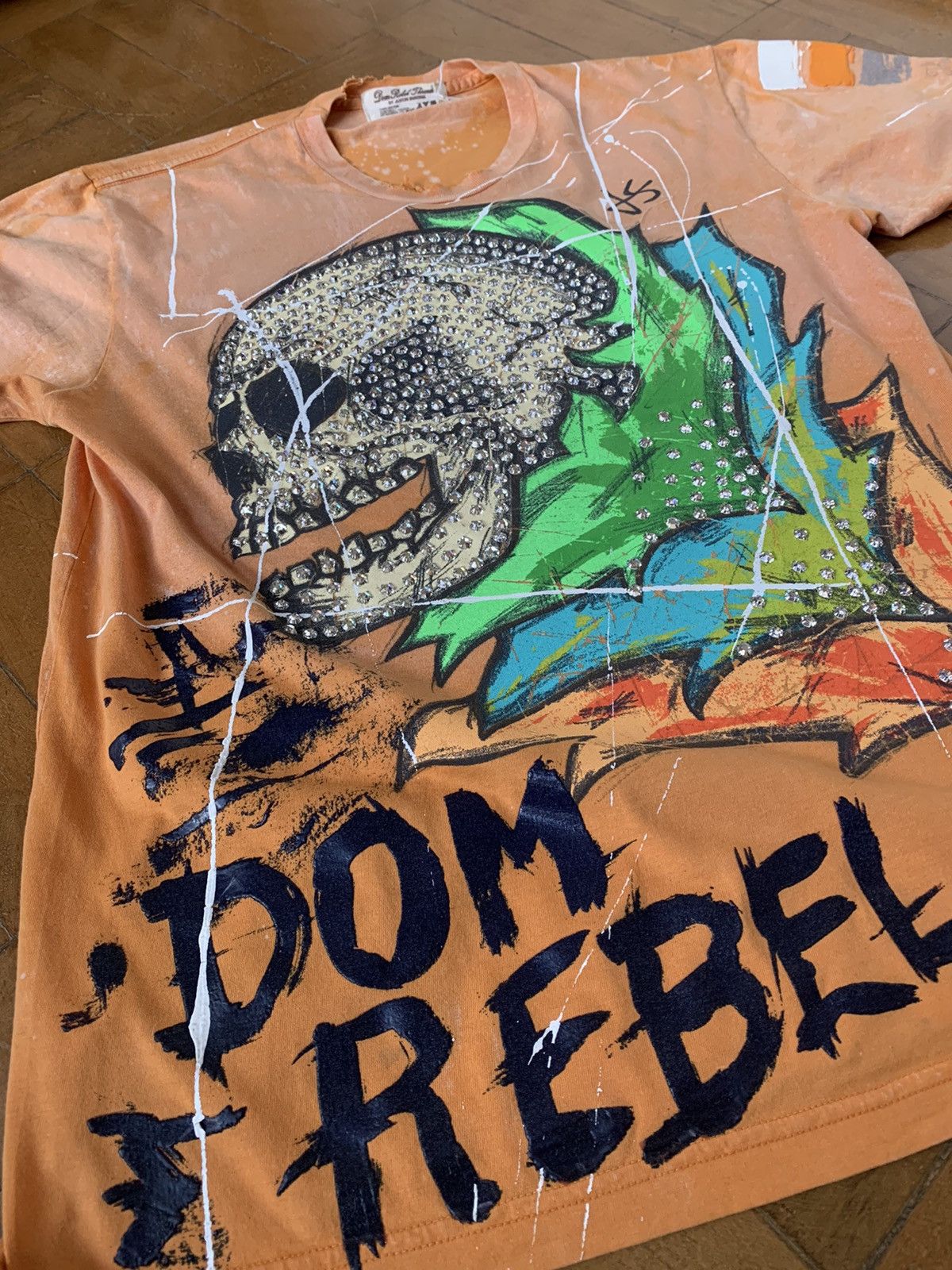 DOMREBEL New €550 Swarovski crystal embellished hand painted tshirt Size US M / EU 48-50 / 2 - 4 Thumbnail
