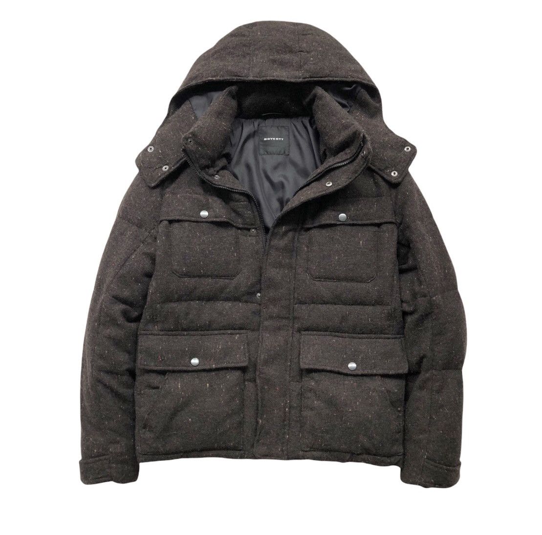 Boycott Boycott Fill Down Feather Wool Hooded Puffer Jacket Size US M / EU 48-50 / 2 - 10 Thumbnail