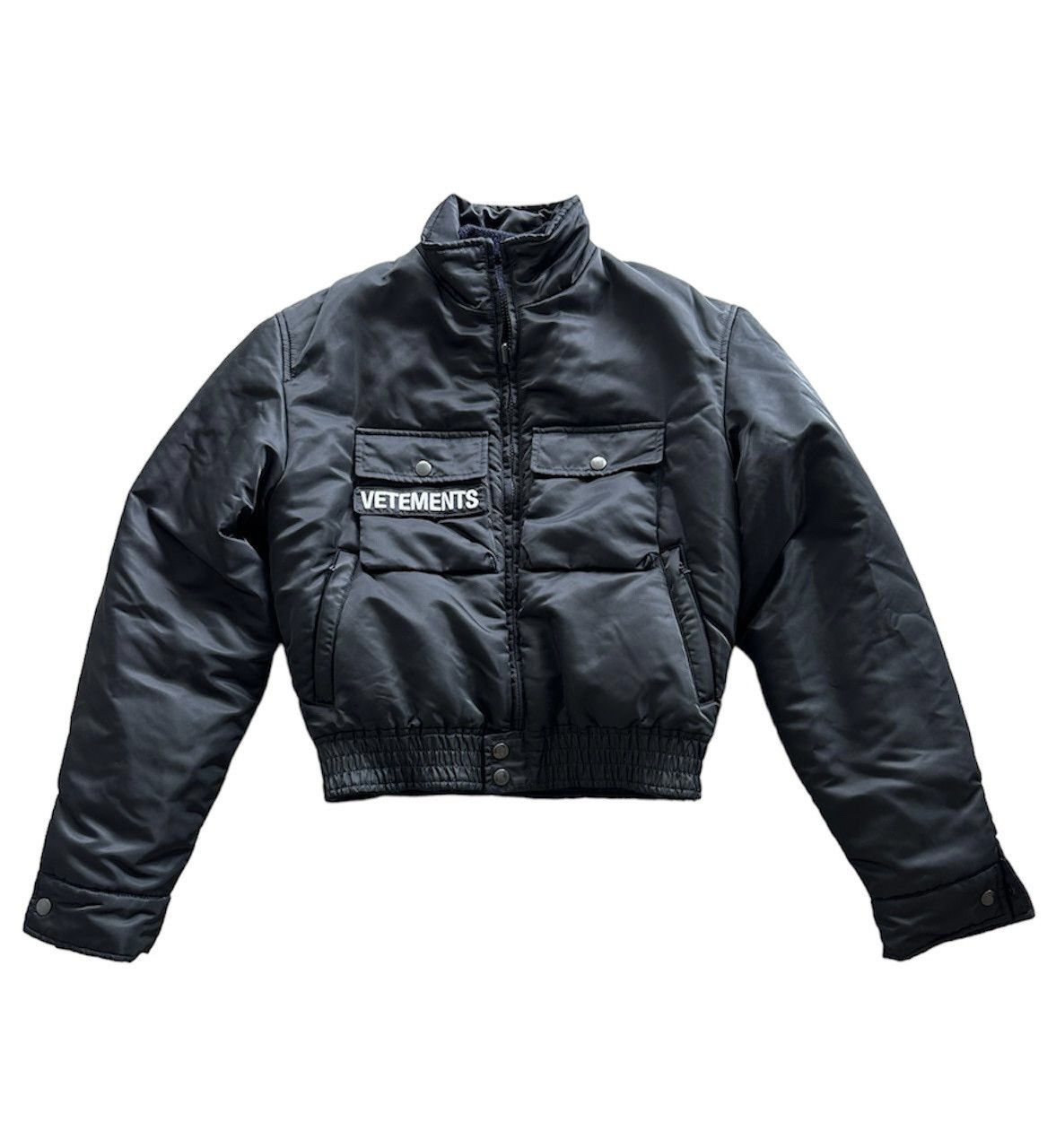 image of Vetements Police Reversible Knit Bomber Jacket in Black, Men's (Size Medium)
