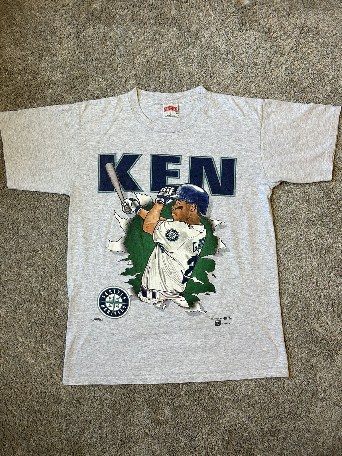 1991 Ken Griffey Jr Seattle Mariners Nutmeg MLB T Shirt Size