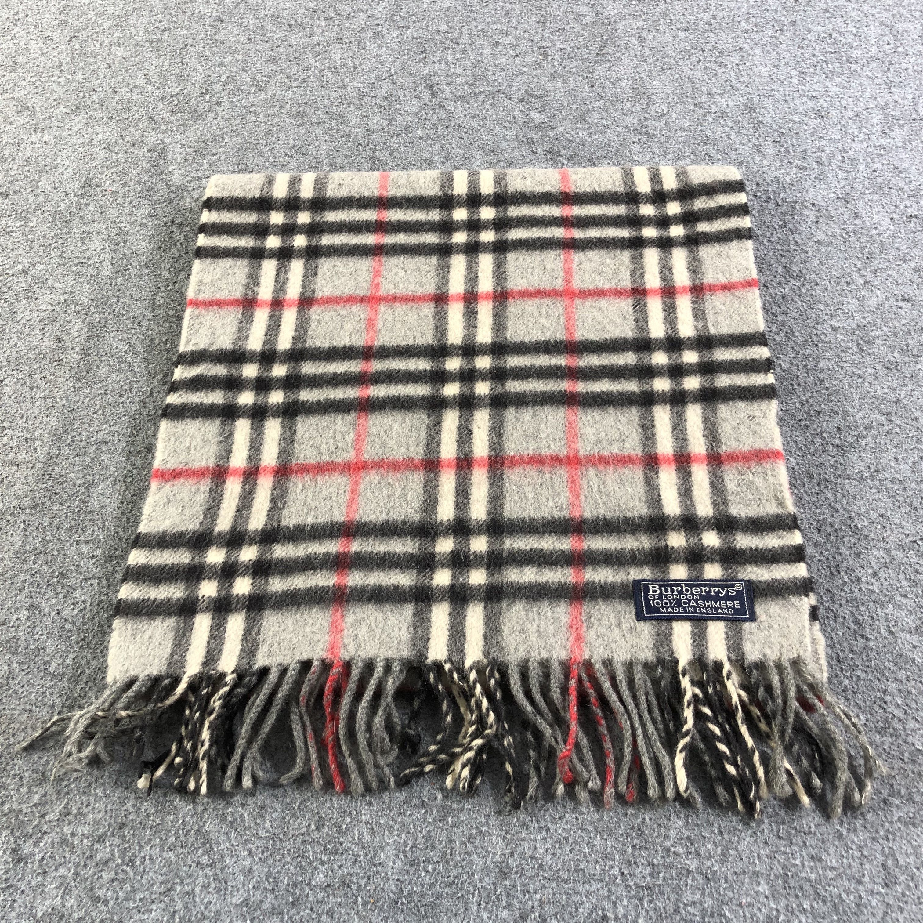 Burberry Burberrys Nova Check Grey Cashmere Scarf Muffler V1274 Size ONE SIZE - 2 Thumbnail