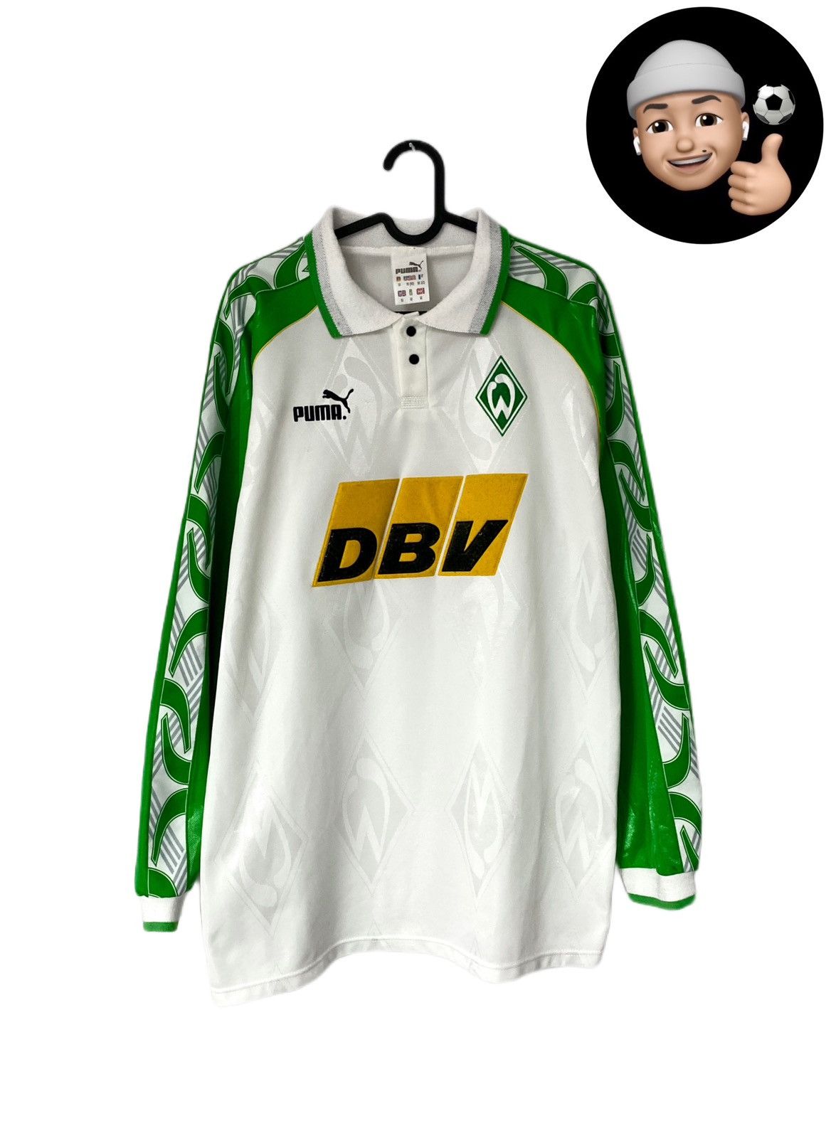 image of 1995 1996 Werder Bremen Puma Vintage Home Soccer Long Jersey in Green, Men's (Size Medium)