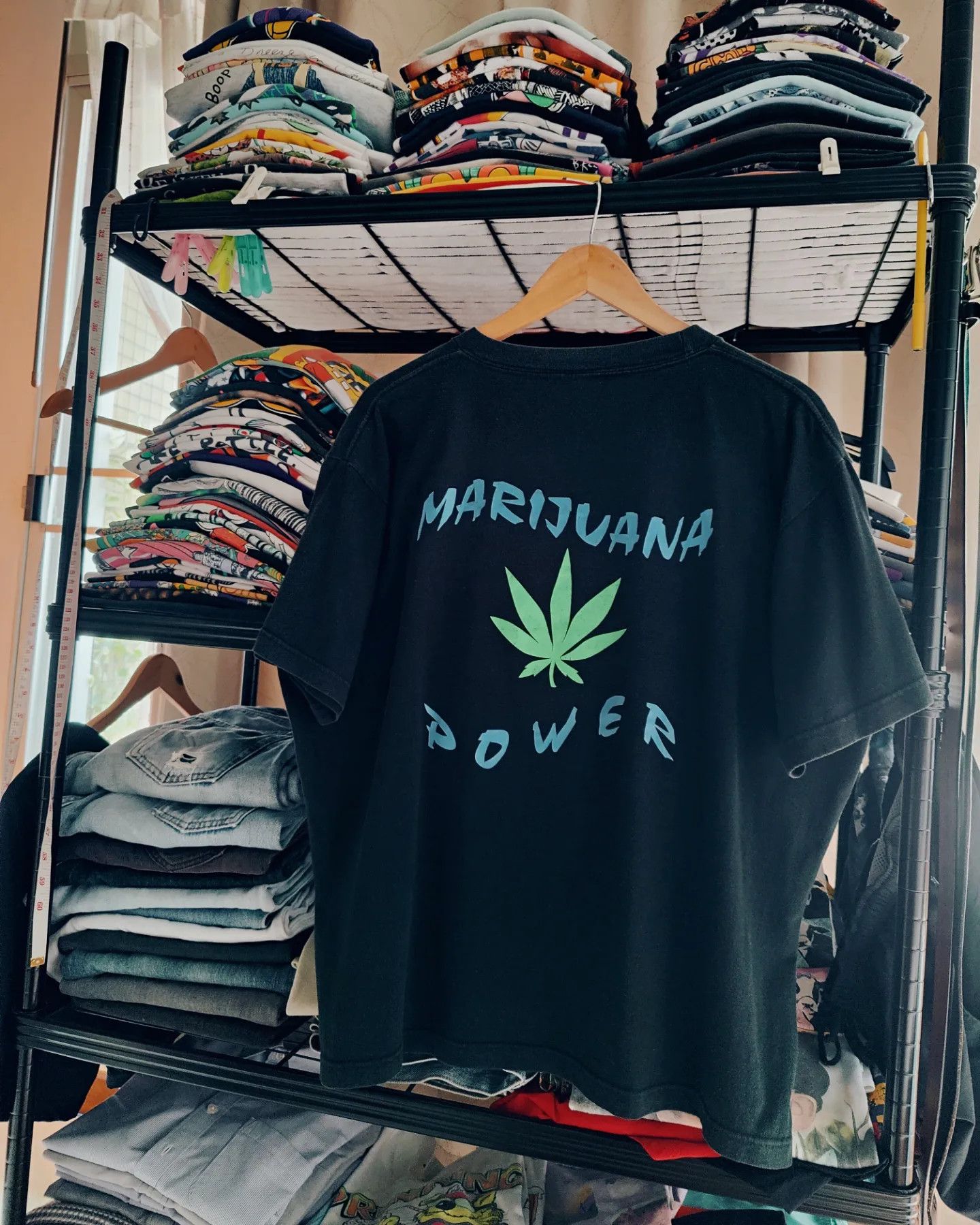 Vintage vintage 90s - Marijuana Power Size US XL / EU 56 / 4 - 4 Thumbnail