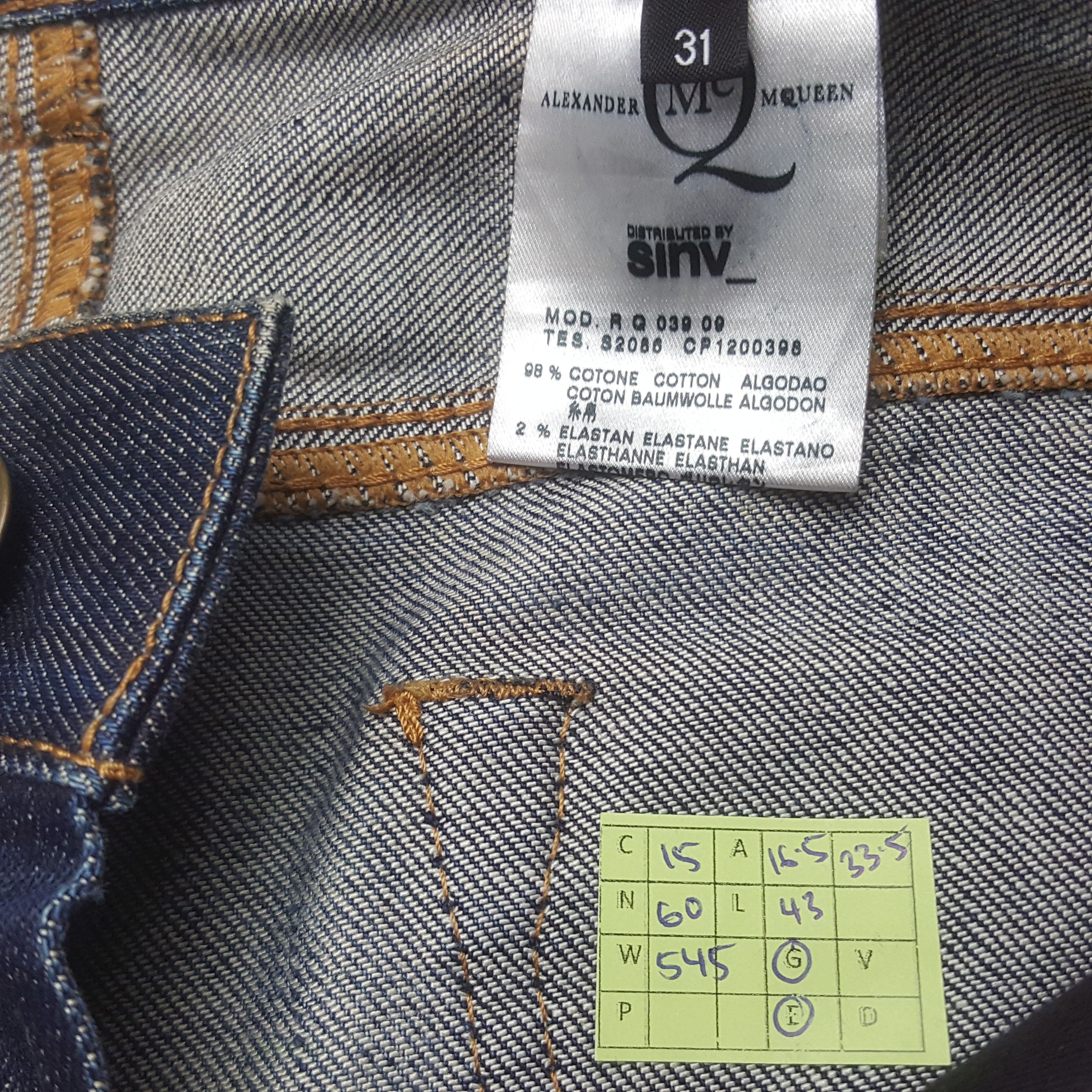 Vintage Alexander McQueen Italian Brand Denim Jeans