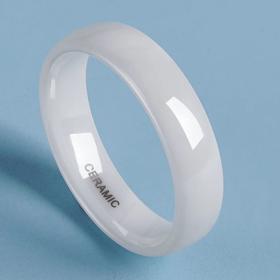 Jewelry 6mm White Ceramic Ring (size 4-13) Size ONE SIZE - 1 Thumbnail