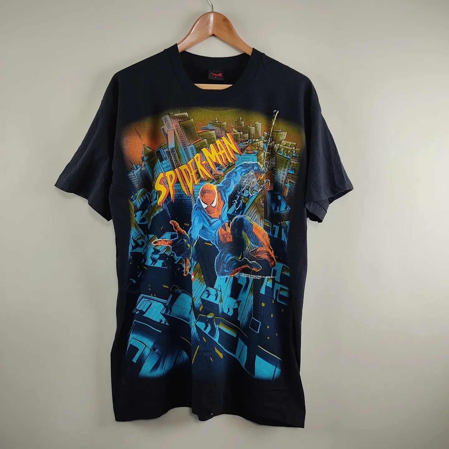Marvel Comics × Vintage 1997 Marvel Comics Spiderman Full Print T shirt Size US L / EU 52-54 / 3 - 8 Thumbnail
