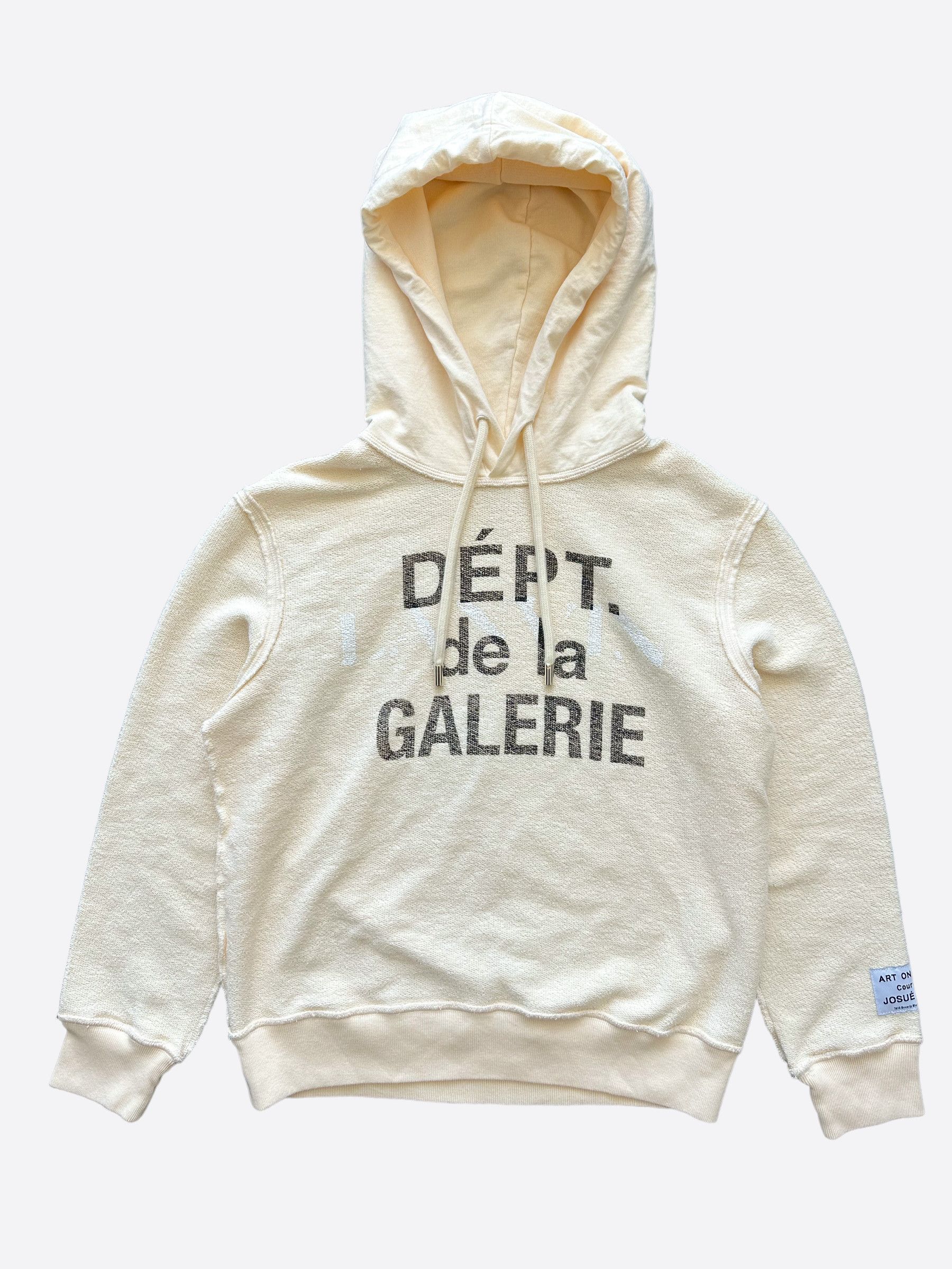 image of Gallery Dept Lanvin Beige Logo Reverse Hoodie, Men's (Size Small)
