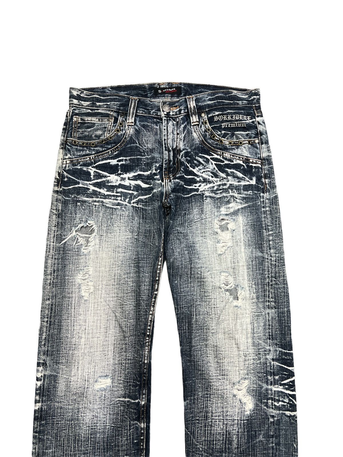 Japanese Brand SICK💥THRASHED RIPPED SORRRIDERE DISTRESSED DENIM PANT Size US 31 - 2 Thumbnail