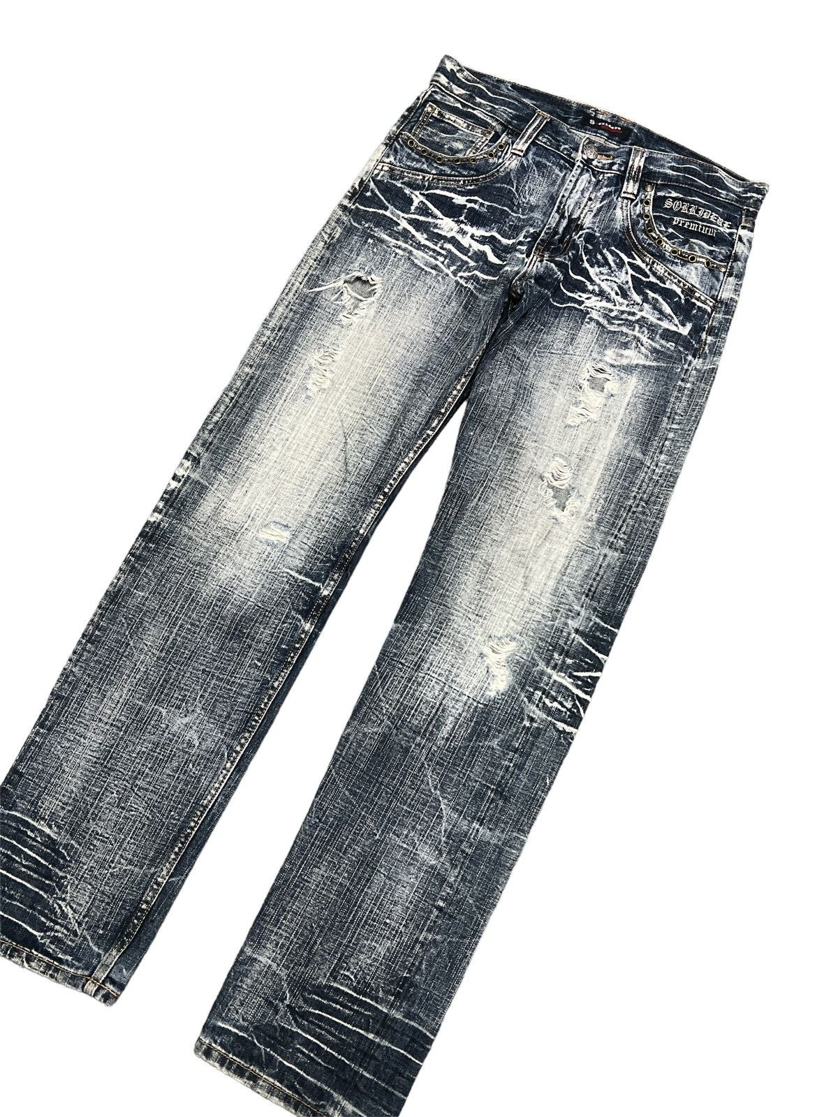Japanese Brand SICK💥THRASHED RIPPED SORRRIDERE DISTRESSED DENIM PANT Size US 31 - 3 Thumbnail