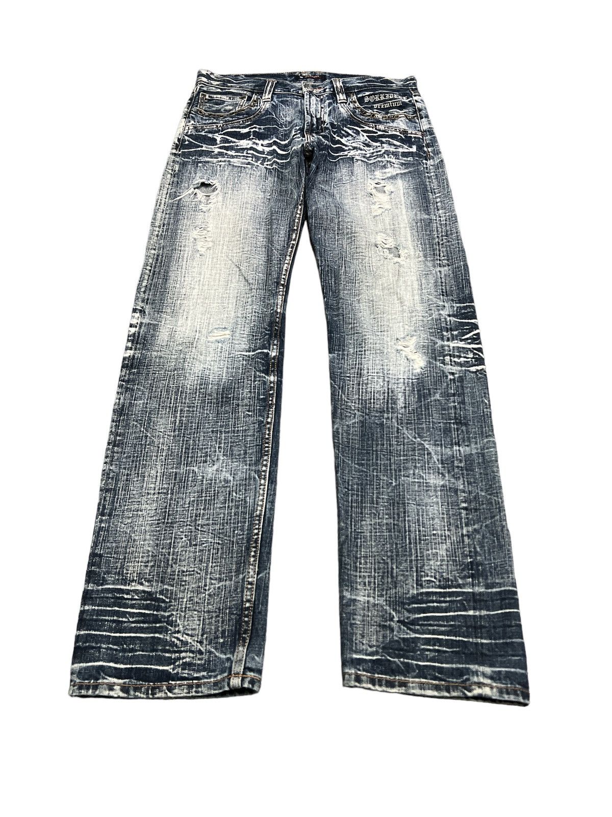 Japanese Brand SICK💥THRASHED RIPPED SORRRIDERE DISTRESSED DENIM PANT Size US 31 - 4 Thumbnail