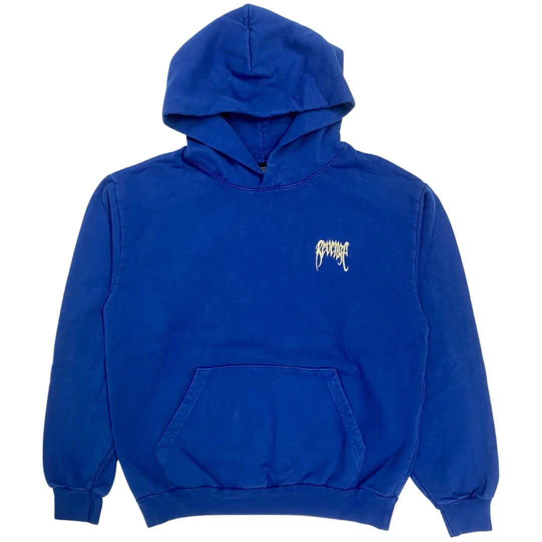 image of Revenge Basic Embroidered Classic Logo Hoodie Dark Royal, Men's (Size Small)