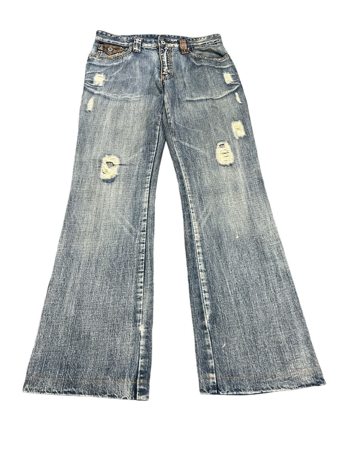 Japanese Brand FLARED💥THRASHED RIPPED DENIM PANT Size US 32 / EU 48 - 4 Thumbnail