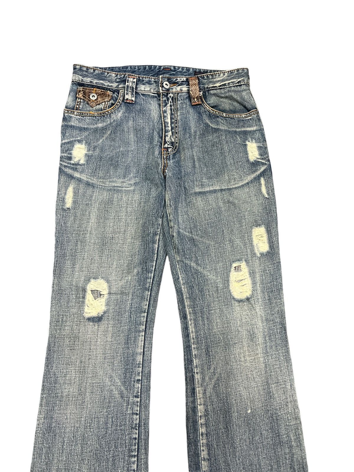 Japanese Brand FLARED💥THRASHED RIPPED DENIM PANT Size US 32 / EU 48 - 3 Thumbnail