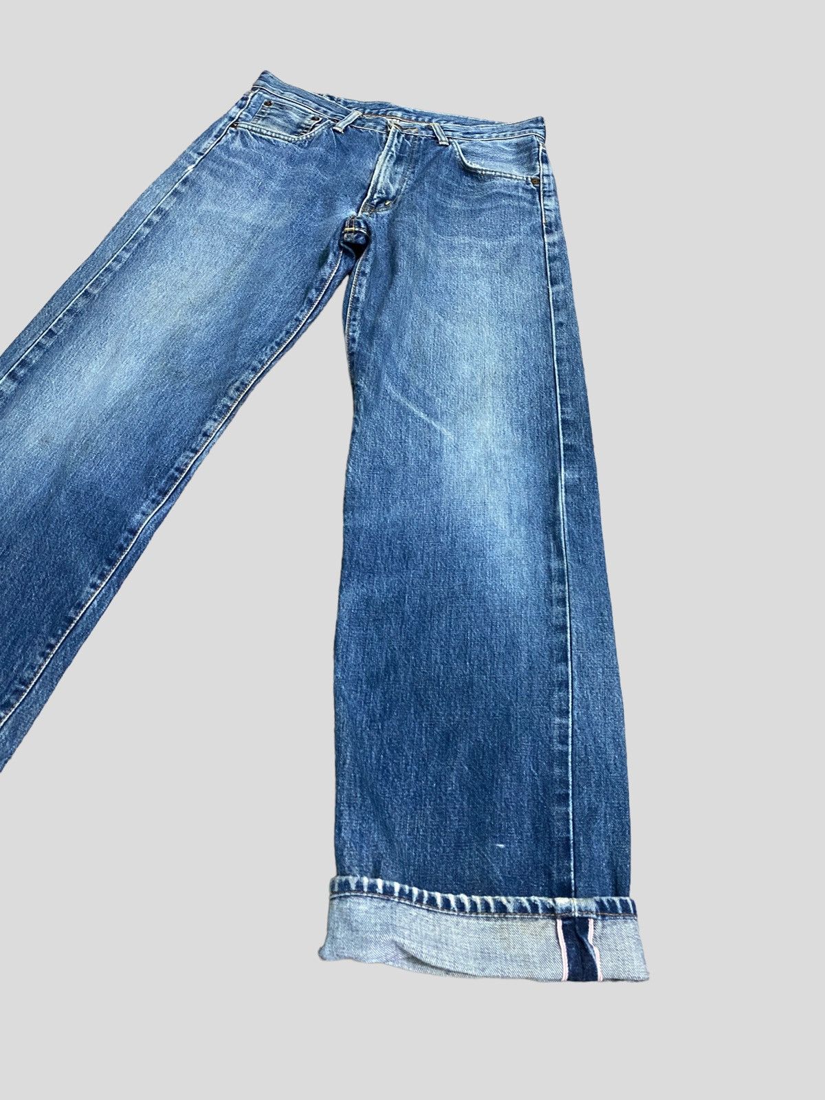 image of Selvedge Edwin 505 Distressed Denim in Blue, Men's (Size 29)