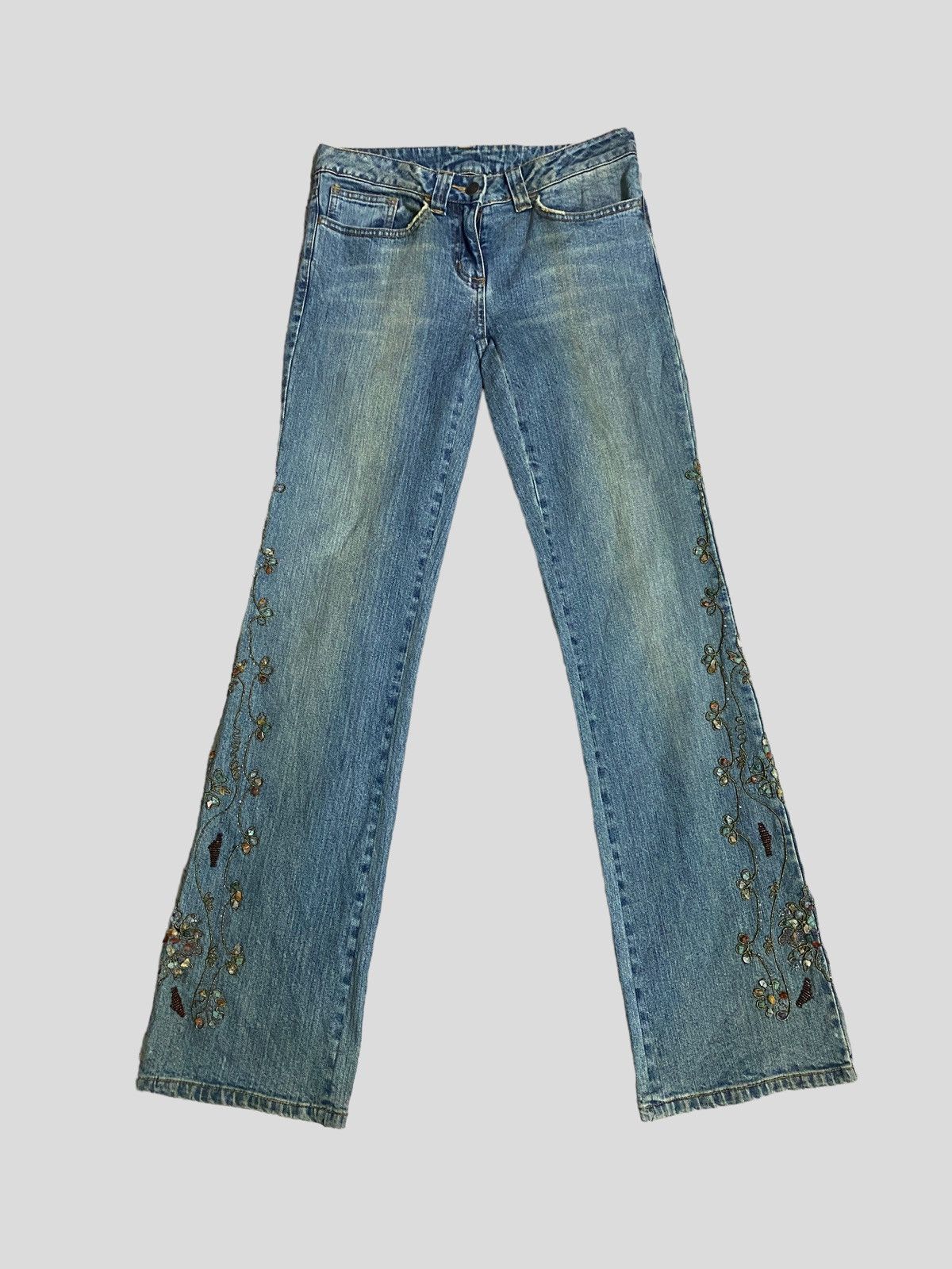 I.N.C × Vintage FLARE JEANS I.N.C INTERNATIONAL EMBROIDED ROCK DESIGN Size 28" / US 6 / IT 42 - 2 Thumbnail