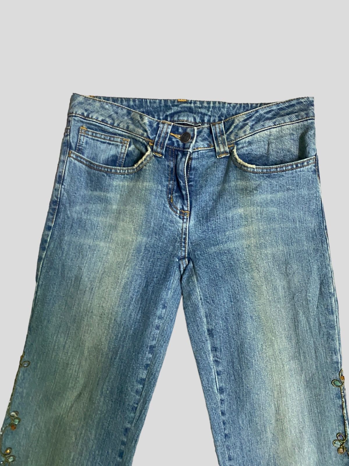I.N.C × Vintage FLARE JEANS I.N.C INTERNATIONAL EMBROIDED ROCK DESIGN Size 28" / US 6 / IT 42 - 4 Thumbnail