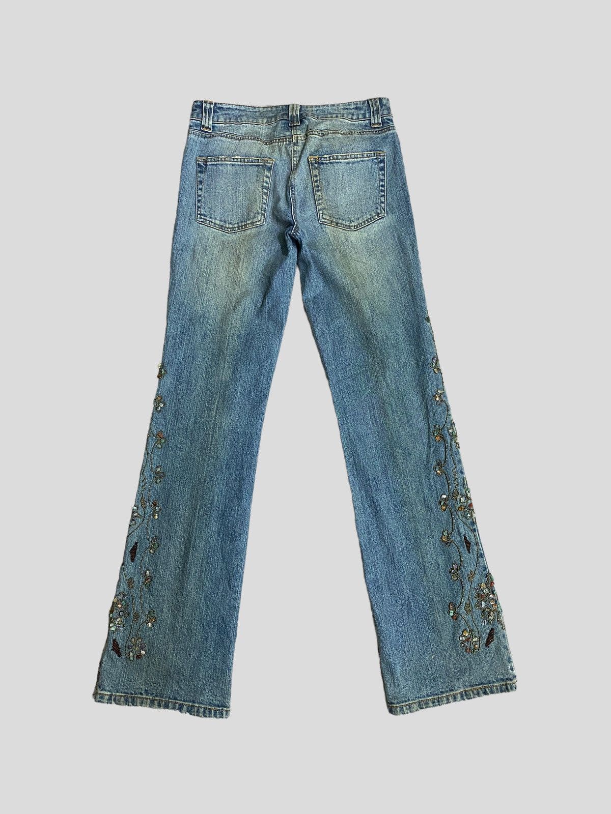 I.N.C × Vintage FLARE JEANS I.N.C INTERNATIONAL EMBROIDED ROCK DESIGN Size 28" / US 6 / IT 42 - 3 Thumbnail