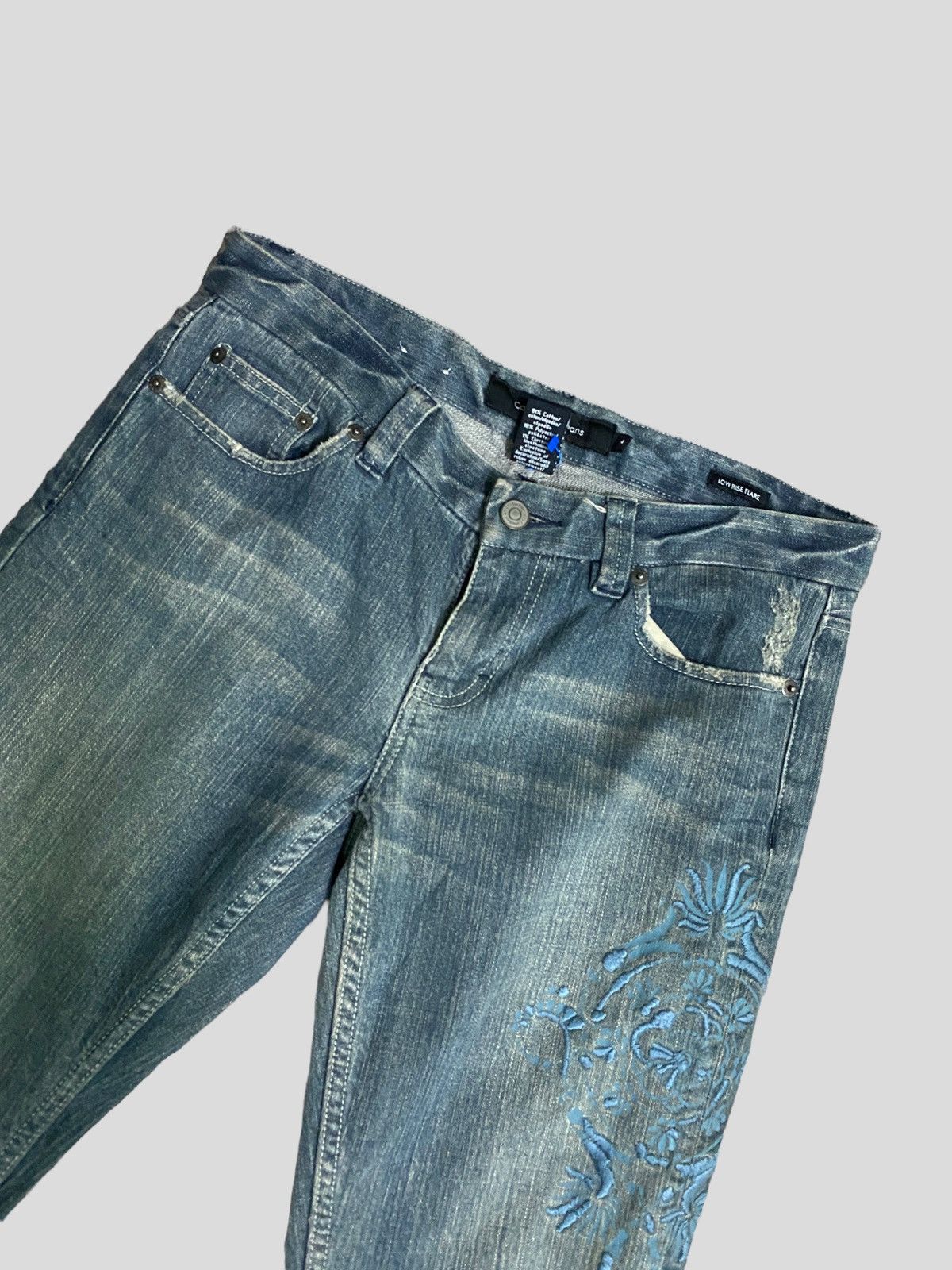 Calvin Klein FLARE CALVIN KLEINS LOW RISE EMBROIDERY FLORAL BOOT CUT Size 29" - 4 Thumbnail