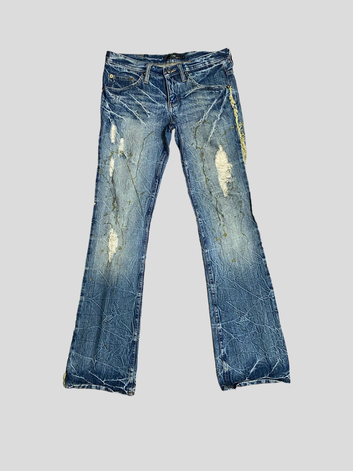 Japanese Brand VINTAGE FLARE JEANS MIDAS LOW RISE GLITTER SPLASH BOOT CUT Size US 29 - 2 Thumbnail