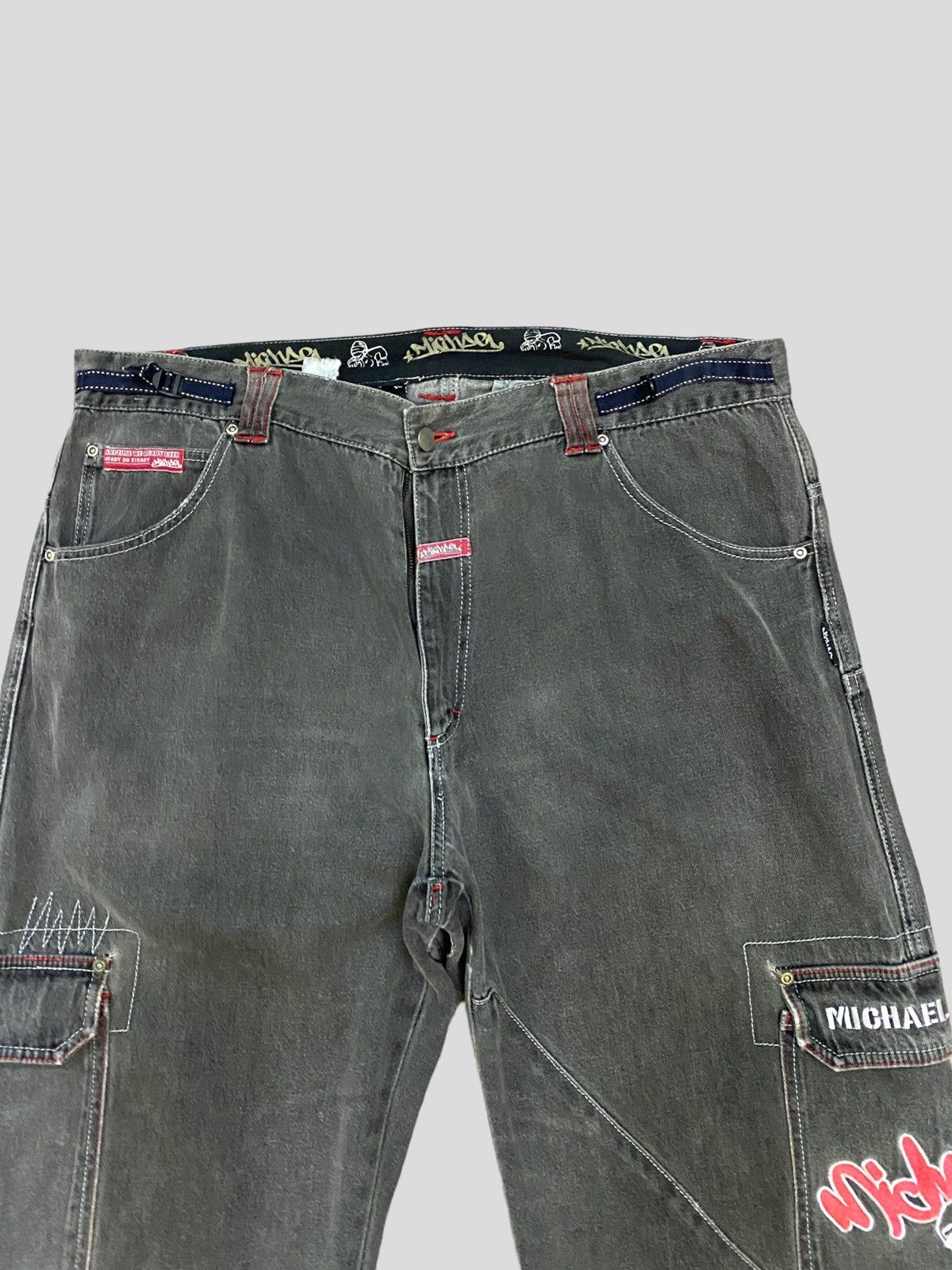 Japanese Brand CARGO DACK DIVE MICHAEL EMBROIDERED BAGGY DENIM Size US 39 - 4 Thumbnail
