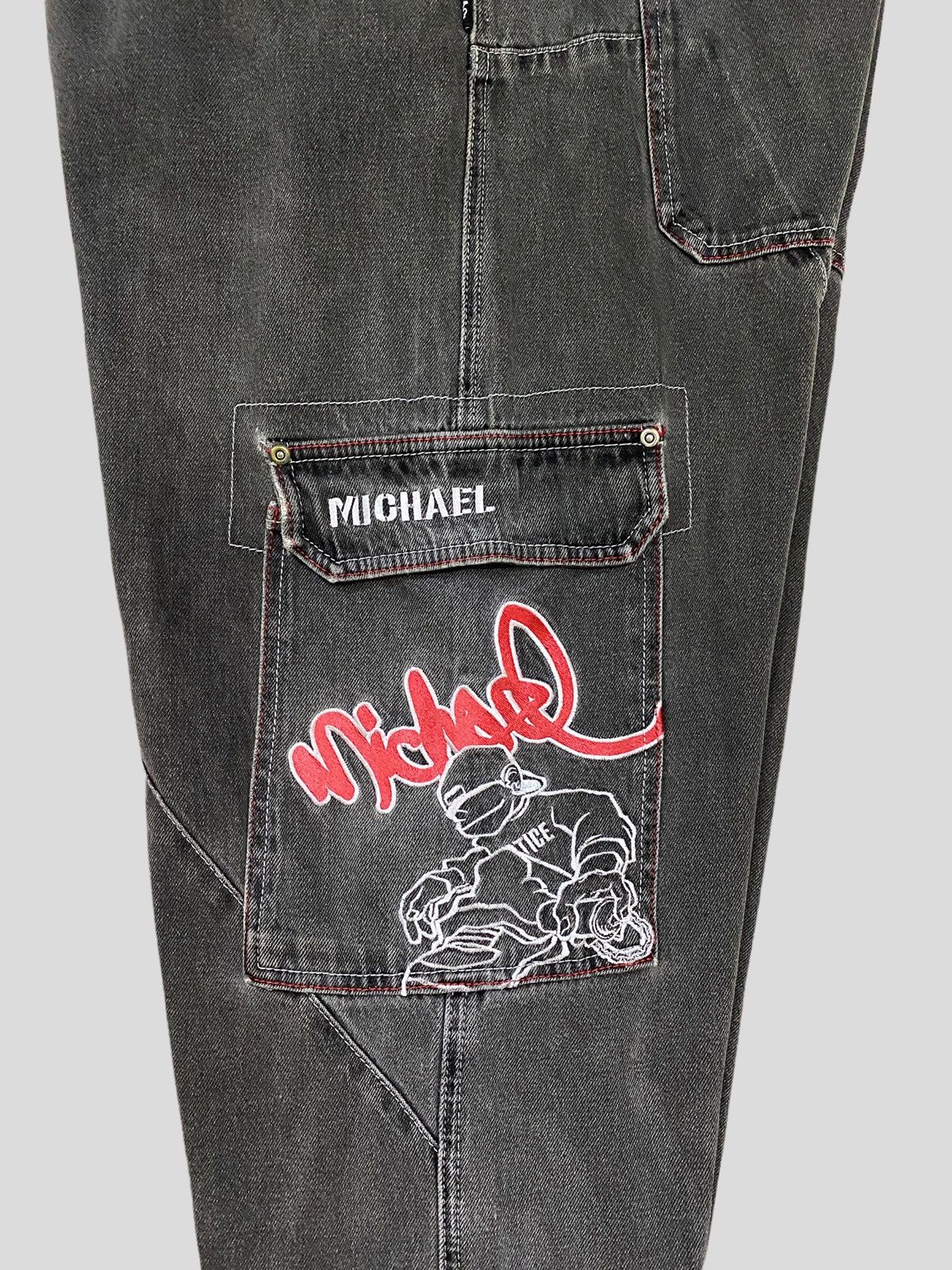 Japanese Brand CARGO DACK DIVE MICHAEL EMBROIDERED BAGGY DENIM Size US 39 - 16 Thumbnail