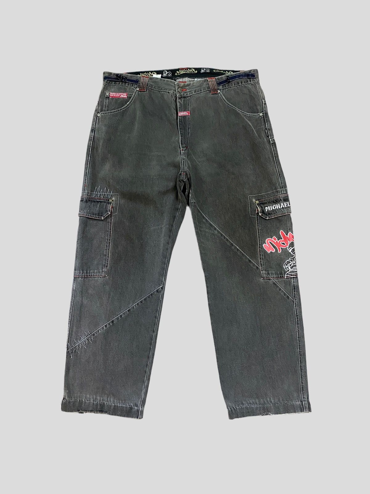 Japanese Brand CARGO DACK DIVE MICHAEL EMBROIDERED BAGGY DENIM Size US 39 - 2 Thumbnail
