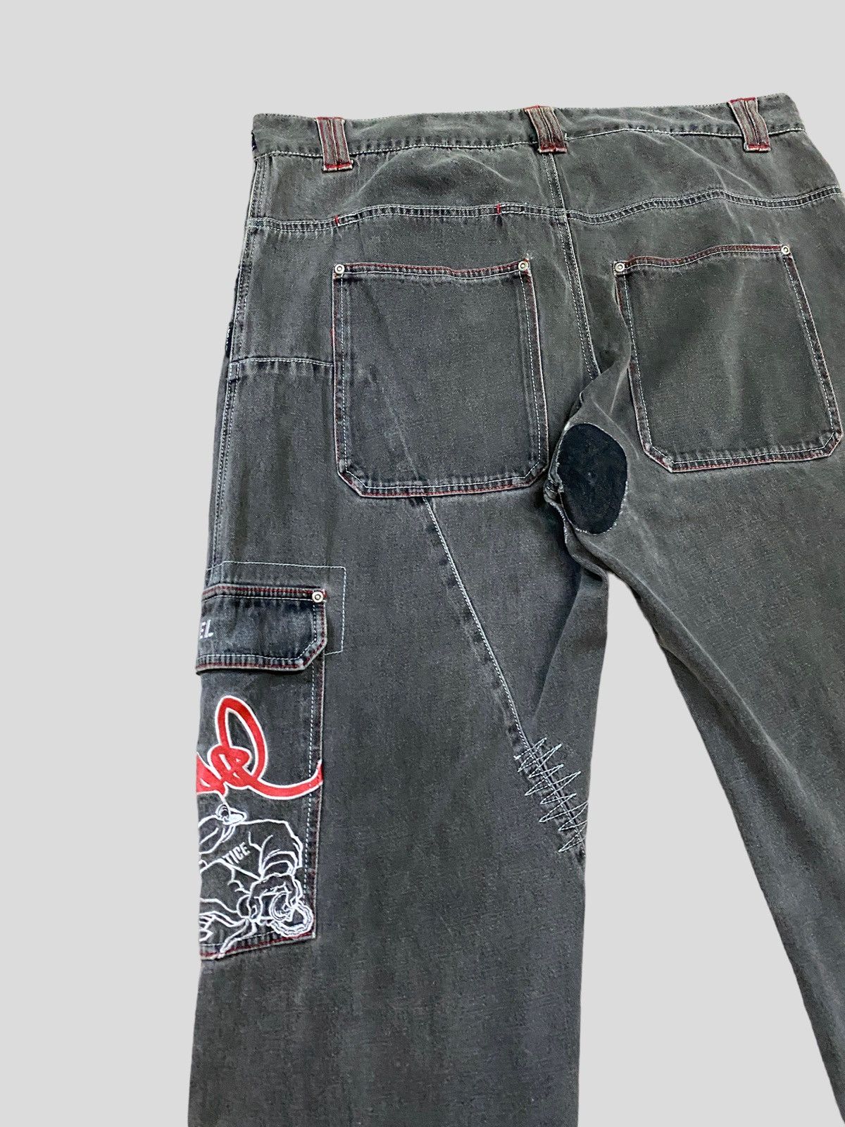 Japanese Brand CARGO DACK DIVE MICHAEL EMBROIDERED BAGGY DENIM Size US 39 - 12 Thumbnail