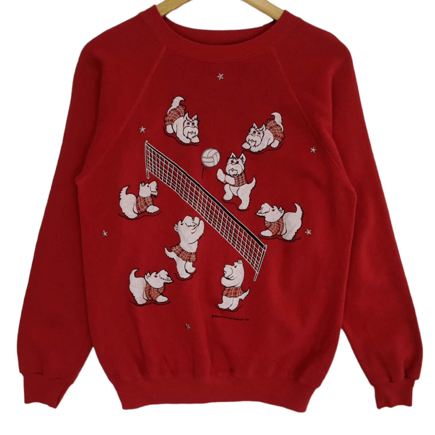 Hanes Vintage 80's HANES 1987 Dog Play Volleyball Sweatshirt Size US M / EU 48-50 / 2 - 2 Thumbnail