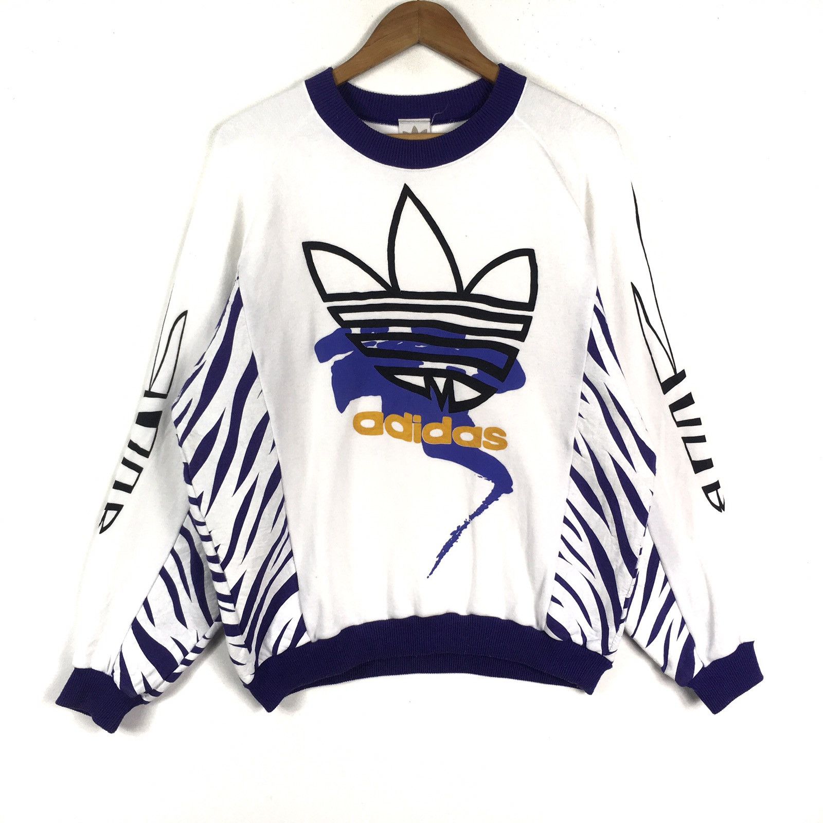 Vintage ADIDAS Trefoil 3 Stripes Big Logo Sweatshirt Jumper