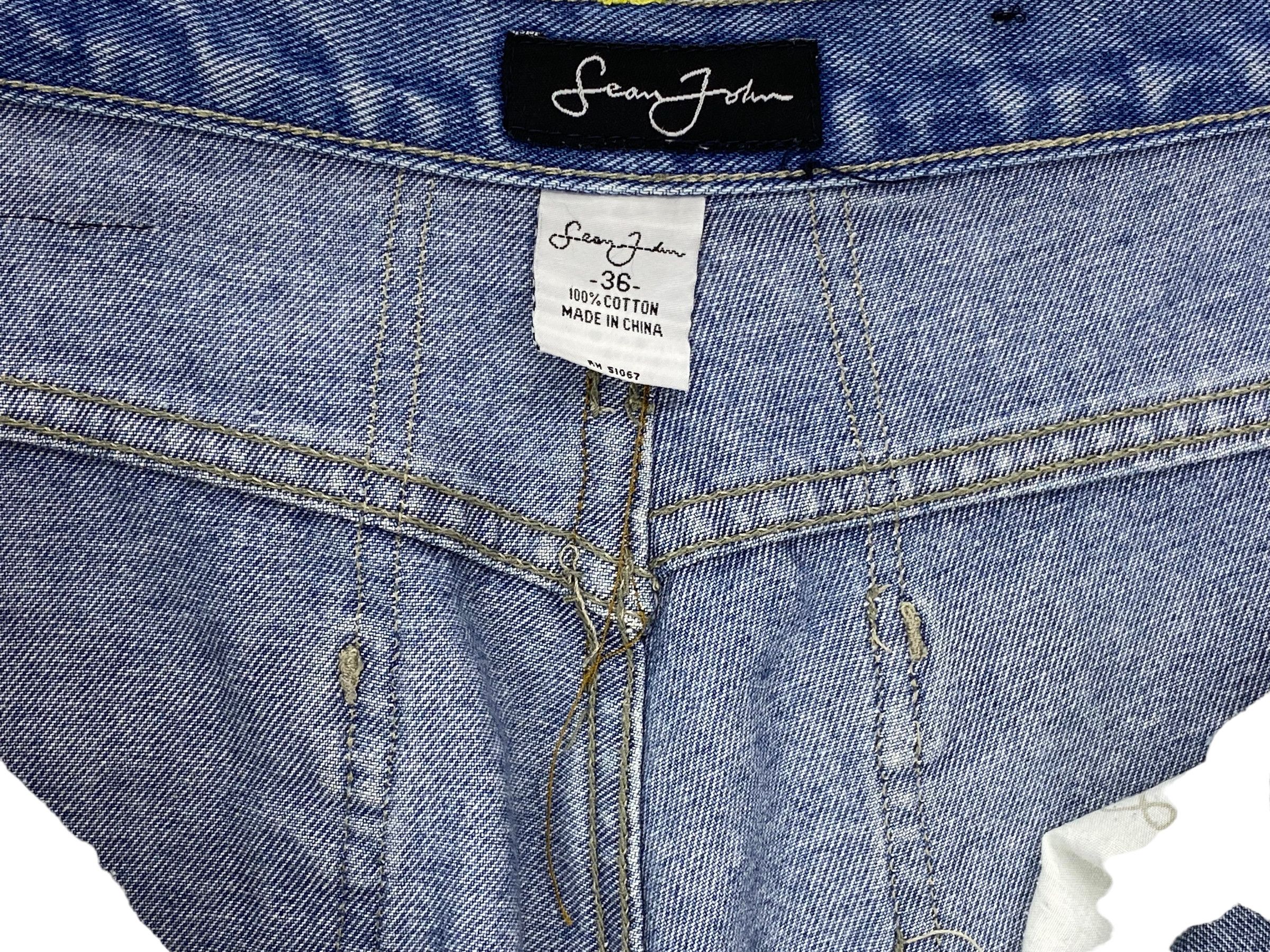 Sean John Sean John Embroided Logo Dirty Blue Denim Baggy Jeans Size US 33 - 12 Thumbnail